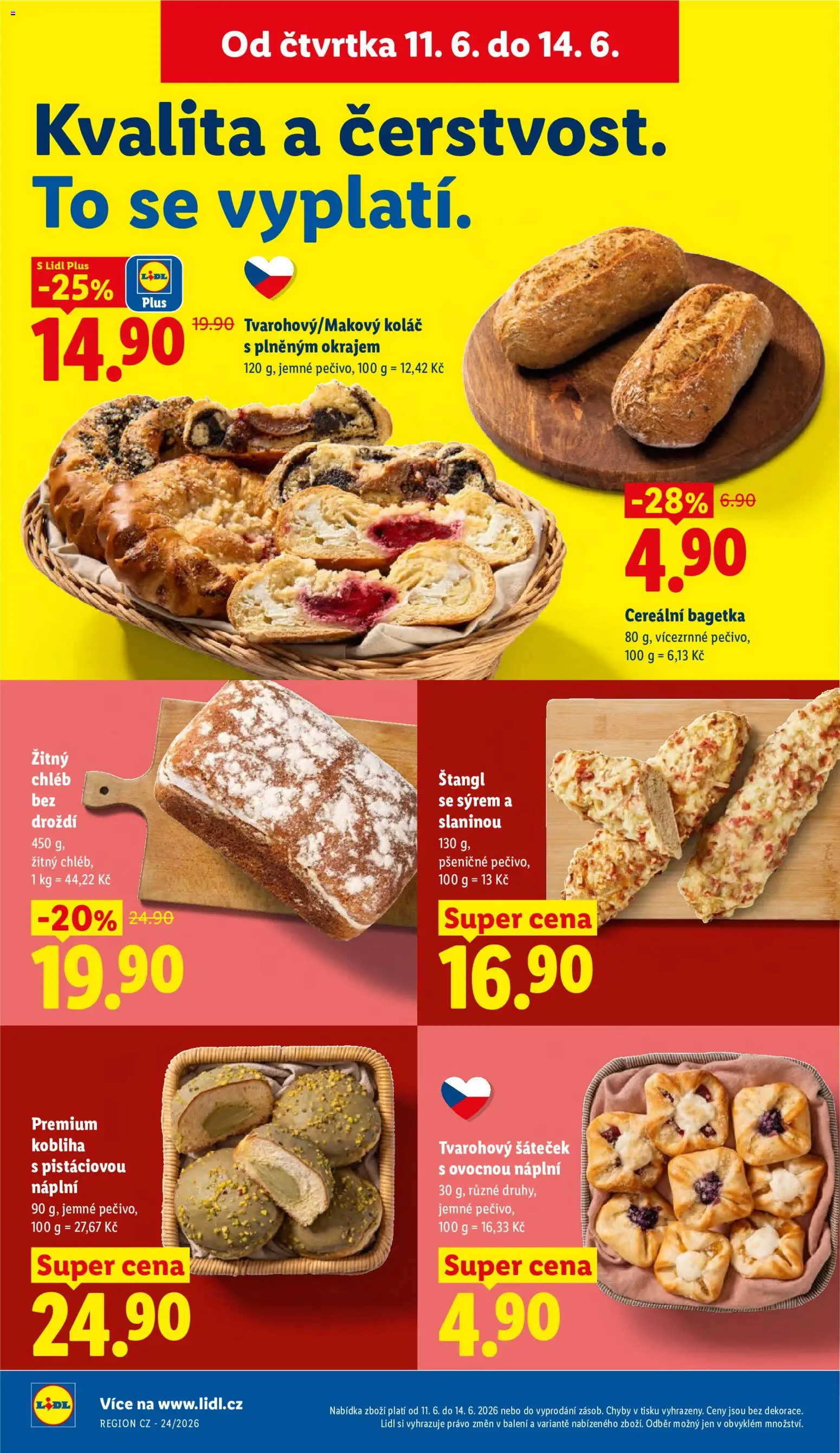 Lidl leták od 11.06.2026 | Strana: 14 | Produkty: Donut, Chléb, Žitný chléb, Pečivo