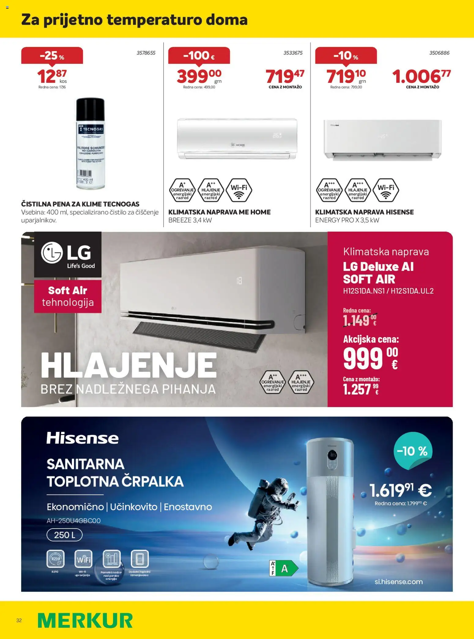 Novi Merkur katalog ponudbe – veljaven od 01.04.2026 | Stran: 32 | Izdelki: Črpalka, Klimatska naprava