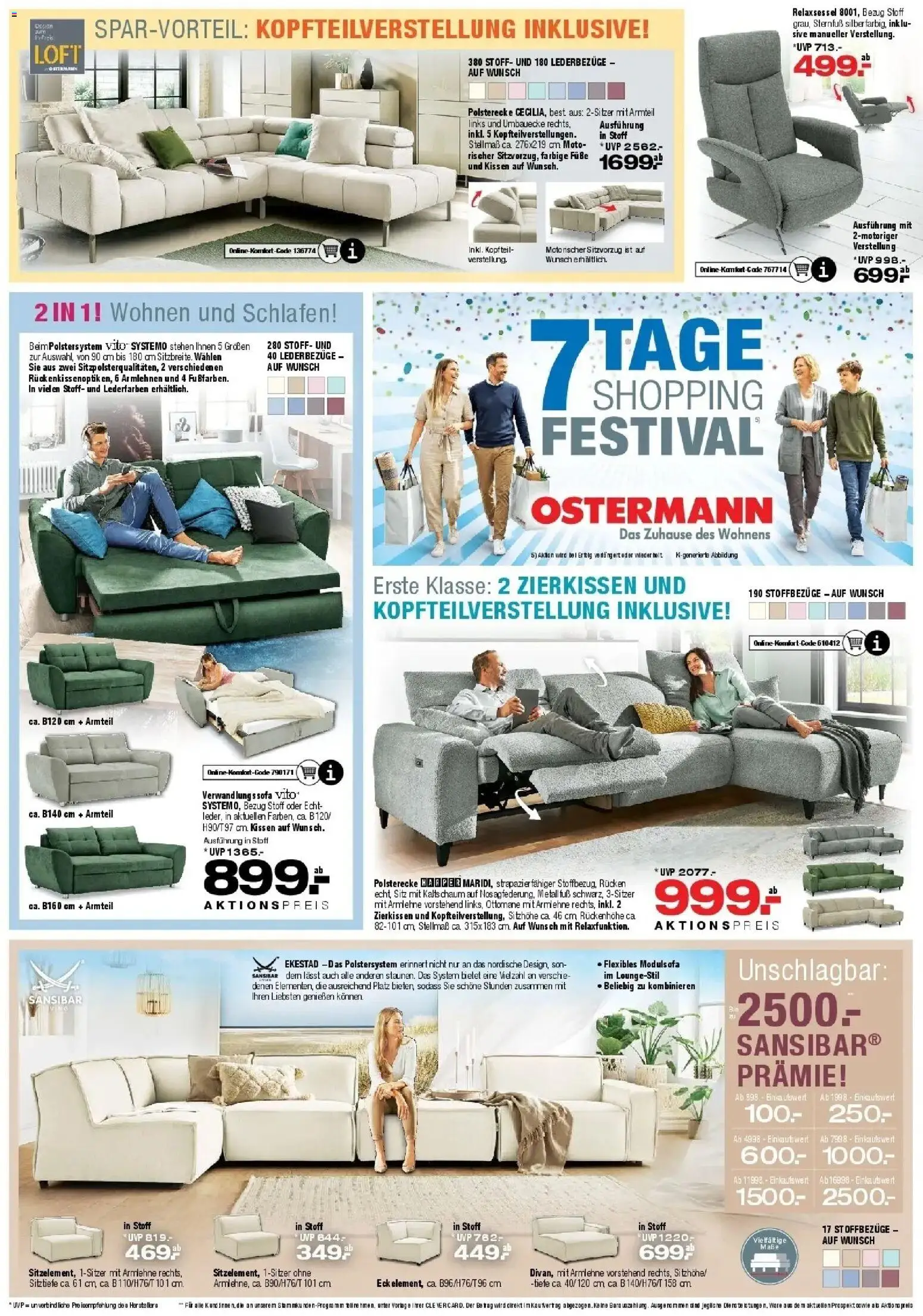 Ostermann - Möbel Ostermann: Neue Möbel wirken Wunder. (ab 08.08.2026) zum Blättern | Seite: 2 | Produkte: Relaxsessel, Kissen, Sofa