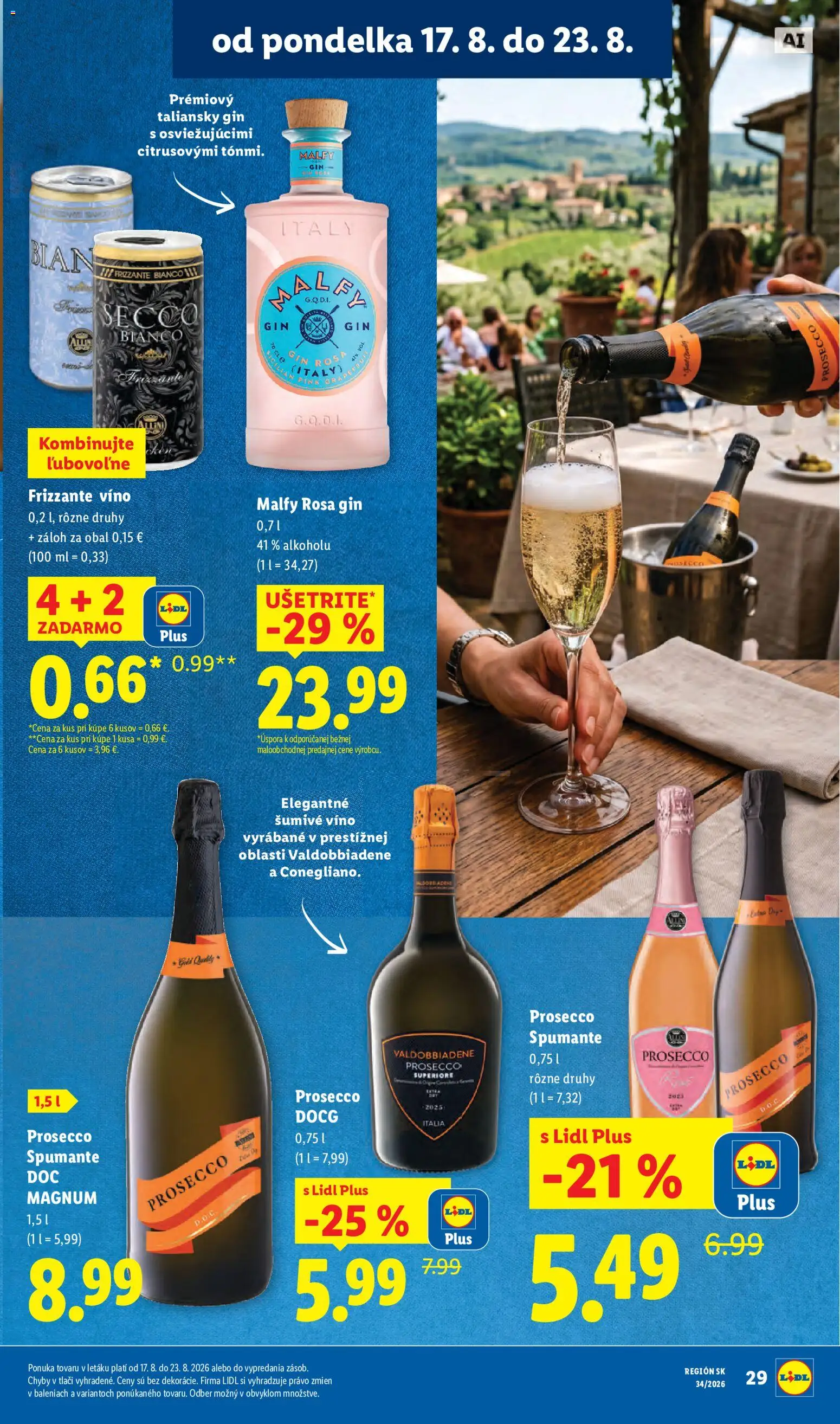 Nové Lidl akcie – leták je platný od 17.08.2026 | Strana: 35 | Produkty: Víno, Prosecco, Secco Bianco, Šumivé víno