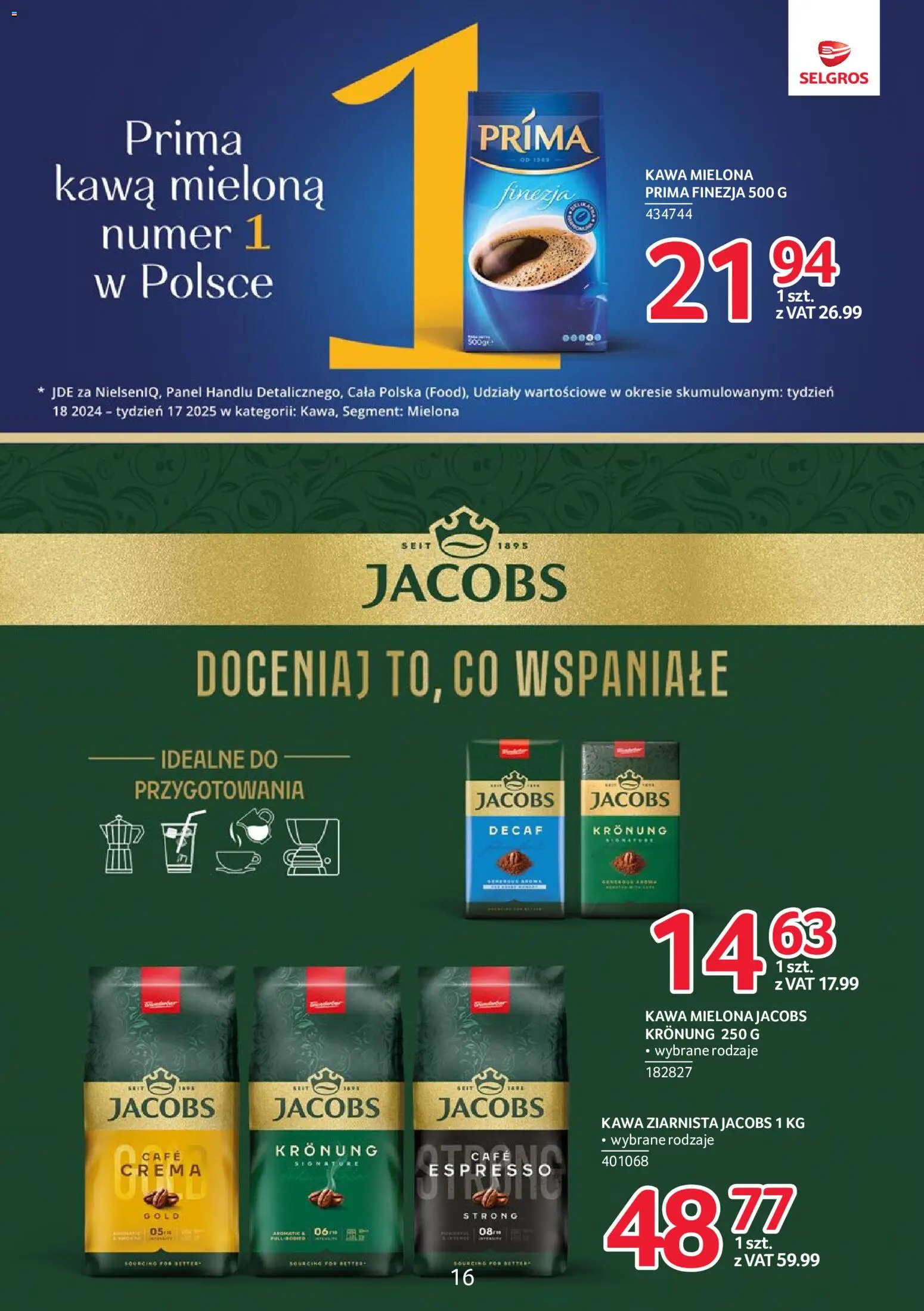 Selgros cash&carry gazetka - Markowe produkty od 07.05.2026 | Strona: 16 | Produkty: Kawa ziarnista, Kawa