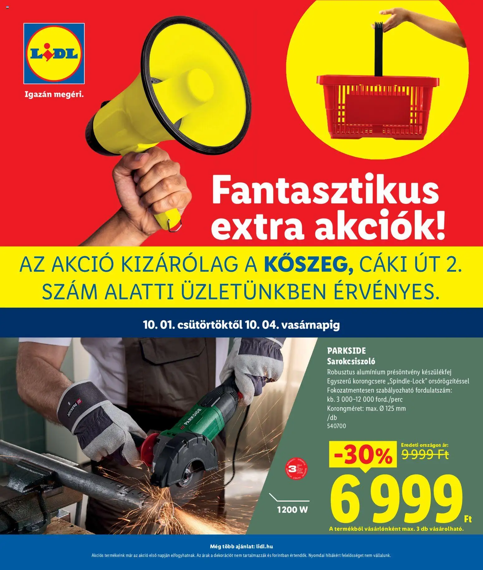 Lidl akciós ujság - amely érvényes a következő dátumtól: 2026.10.01. | Oldal: 1 | Termékek: Parkside, Sarokcsiszoló