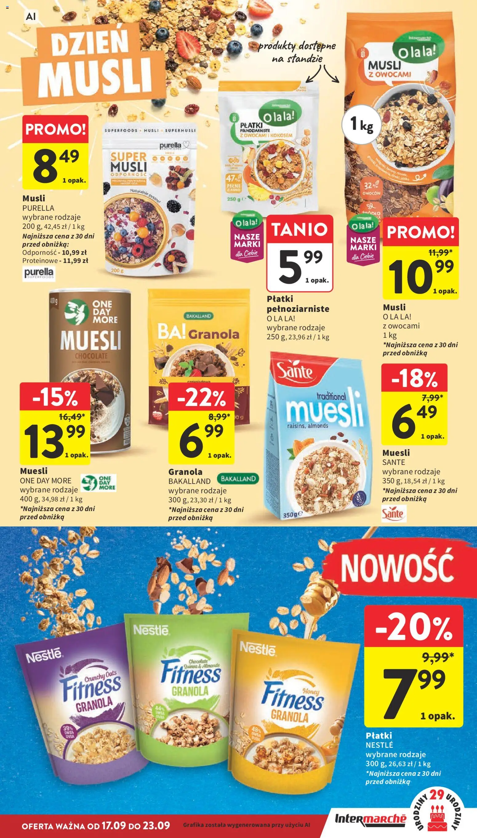 Intermarche gazetka od 17.09.2026 | Strona: 29 | Produkty: Granola, Musli, Płatki