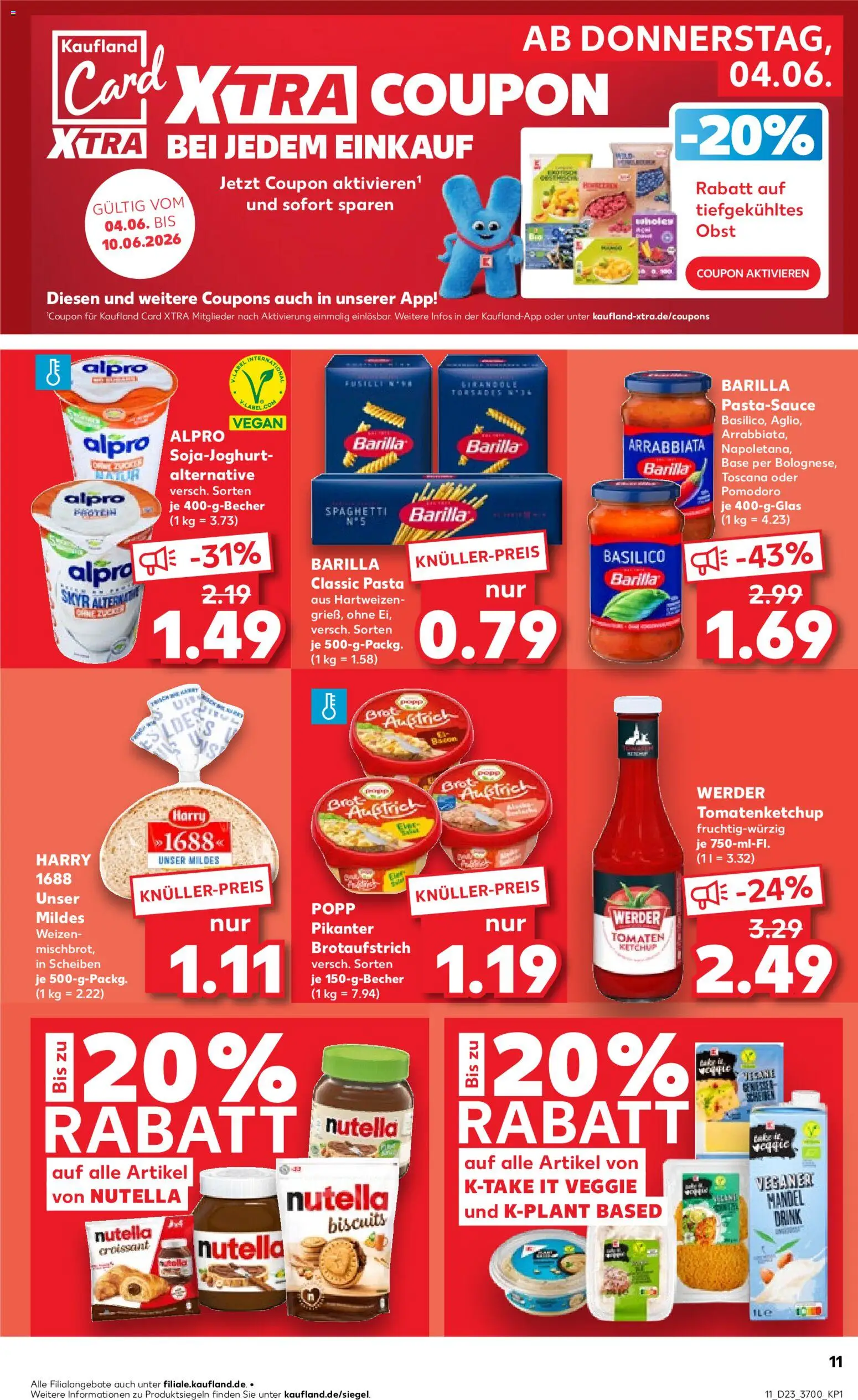 Kaufland Prospekt Rostock – gültig ab 04.06.2026 | Seite: 11 | Produkte: Barilla, Obst, Brot, Ketchup