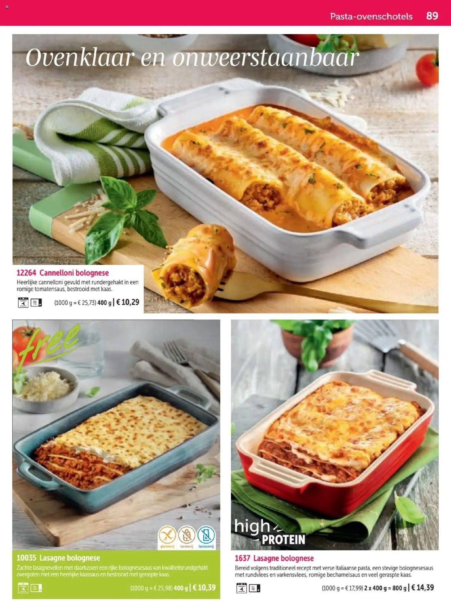 {H1} | Pagina: 89 | Producten: Lasagne, Rundvlees, Rundergehakt, Kaas