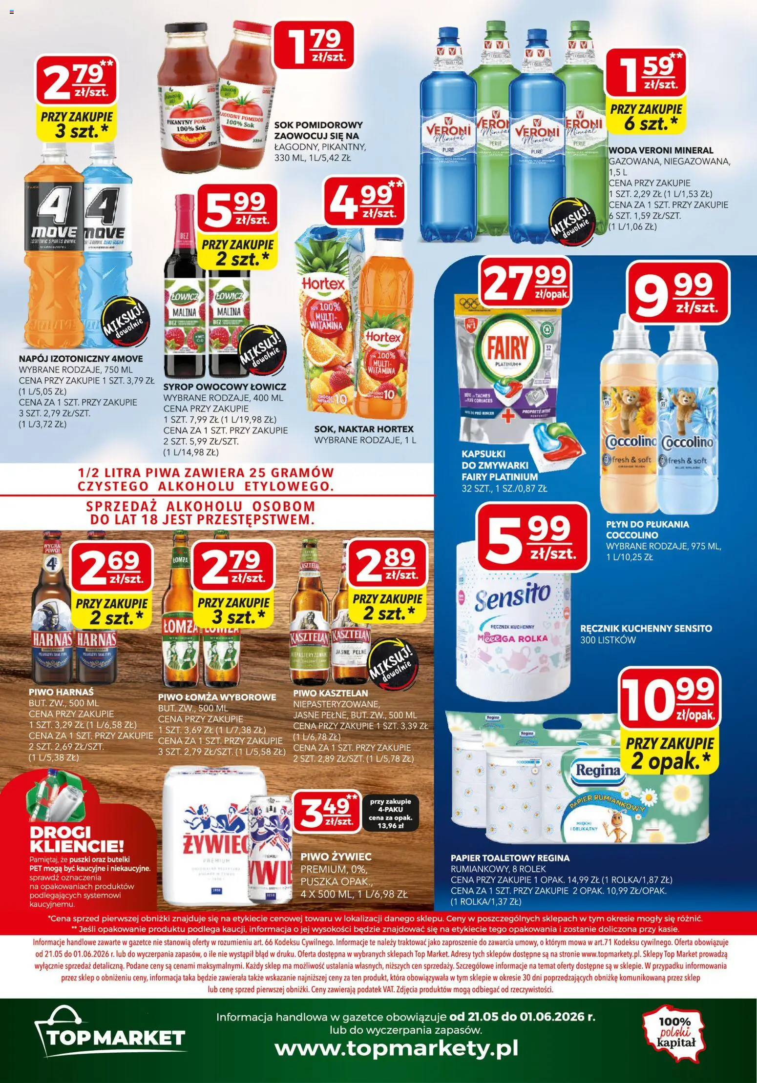 Top Market gazetka mini od 21.05.2026 | Strona: 4 | Produkty: Syrop, Top, Coccolino, Piwo