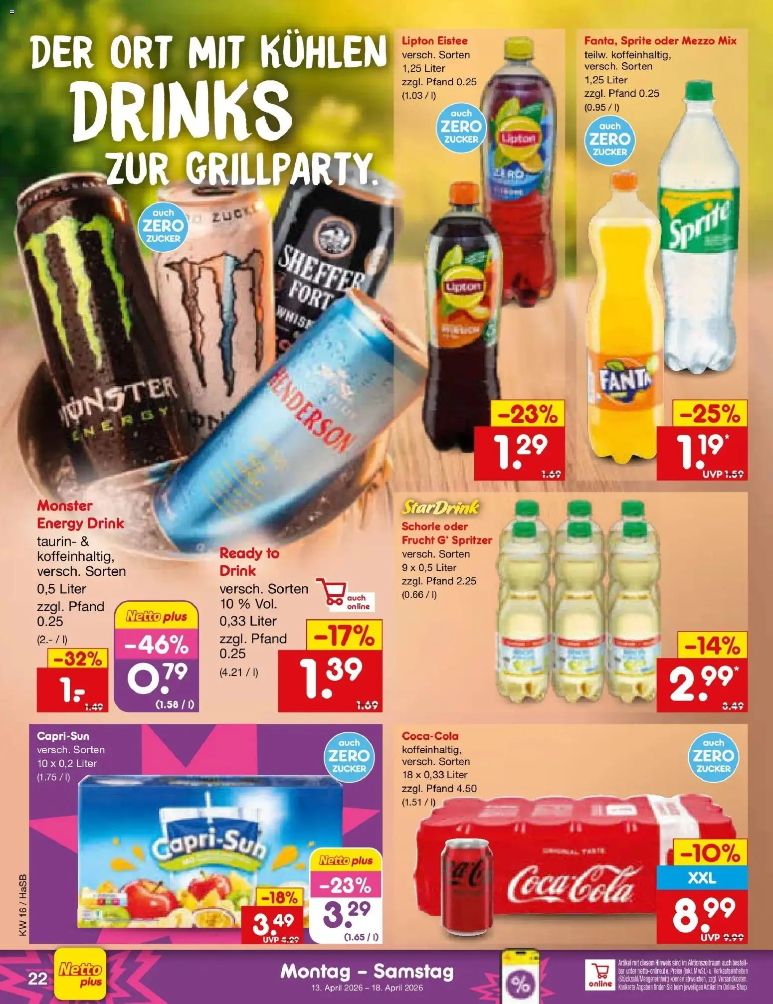 Netto Marken-Discount Prospekt Wuppertal	 – gültig ab 13.04.2026 | Seite: 34 | Produkte: Sprite, Capri sun, Cola, Oder mezzo mix