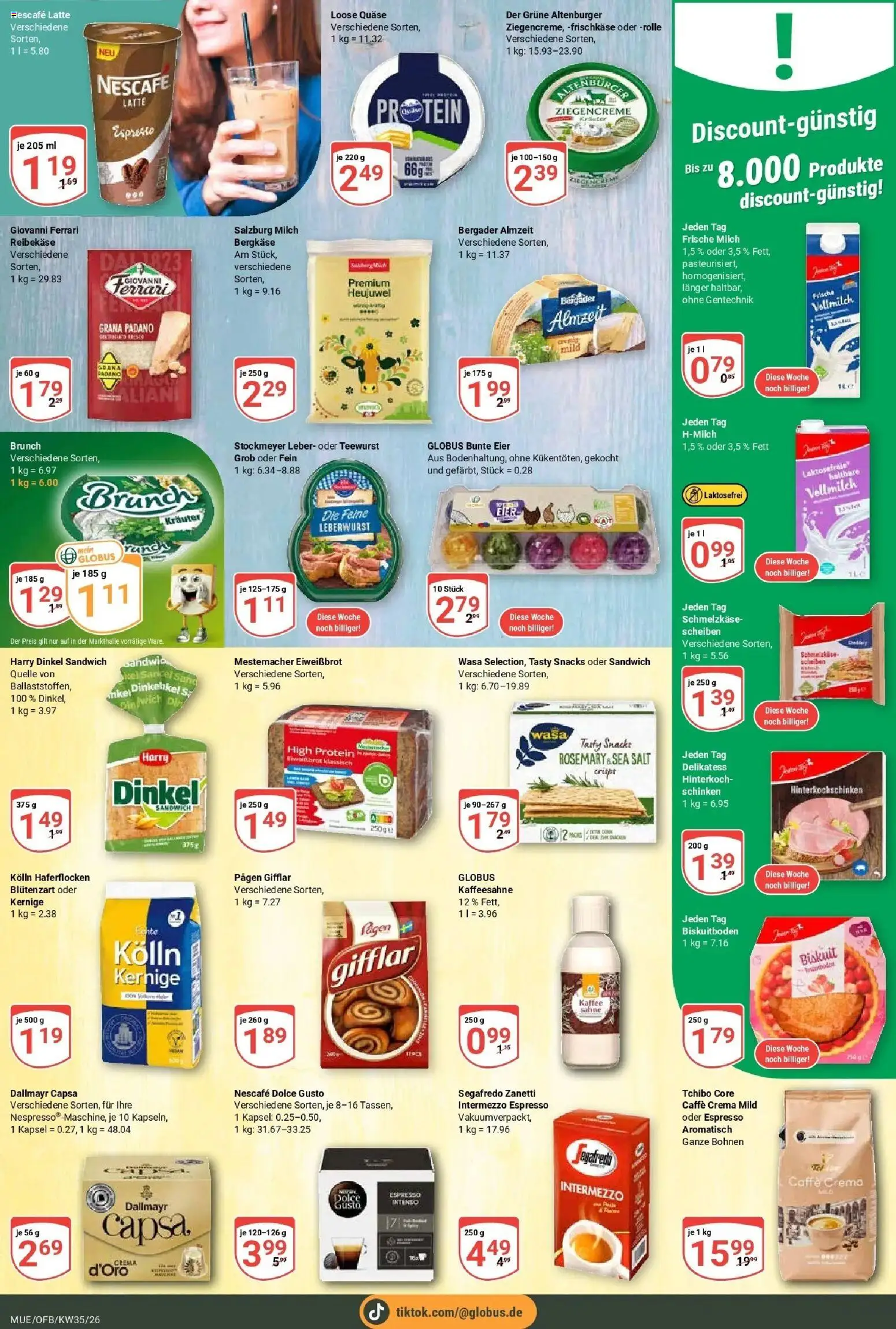Globus Prospekt Mühldorf (ab 24.08.2026) » Angebote online | Seite: 13 | Produkte: Reibekase, Dallmayr capsa, Dolce gusto, Segafredo