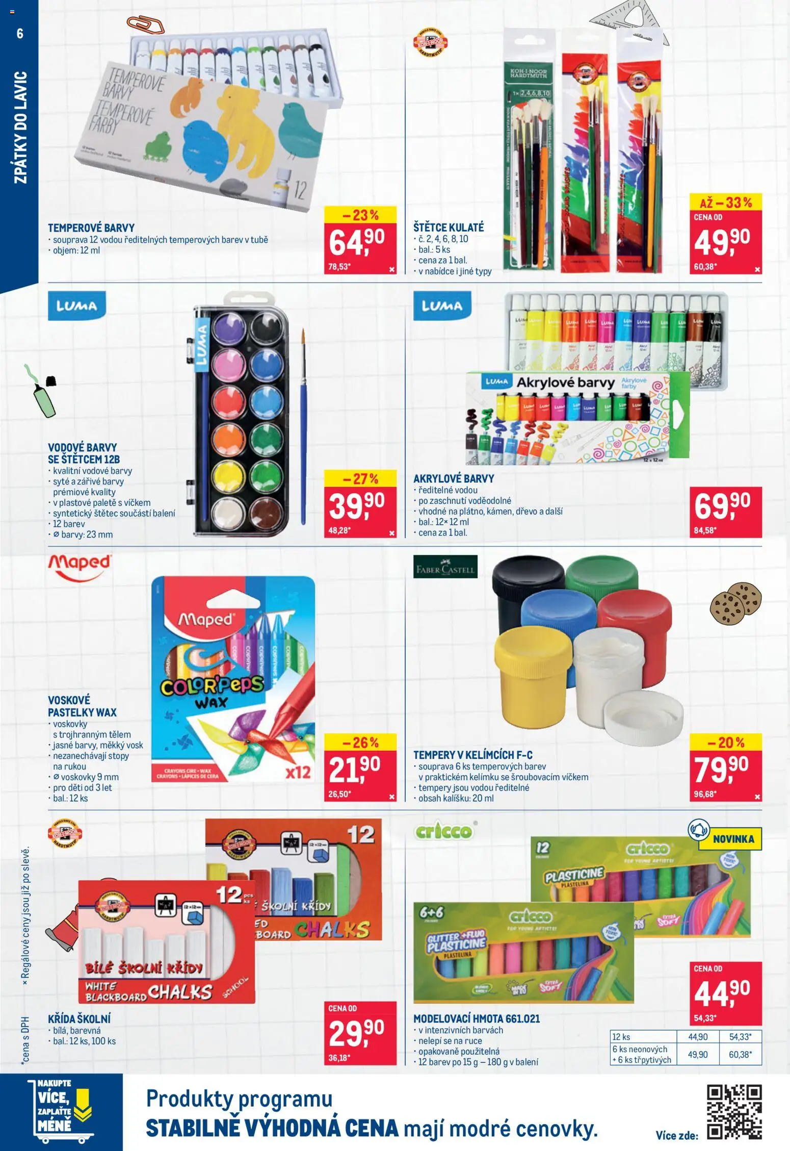 Makro leták - Nepotravinové zboží od 29.07.2026 | Strana: 6 | Produkty: Voskovky, Tempery, Akrylové barvy, Křídy