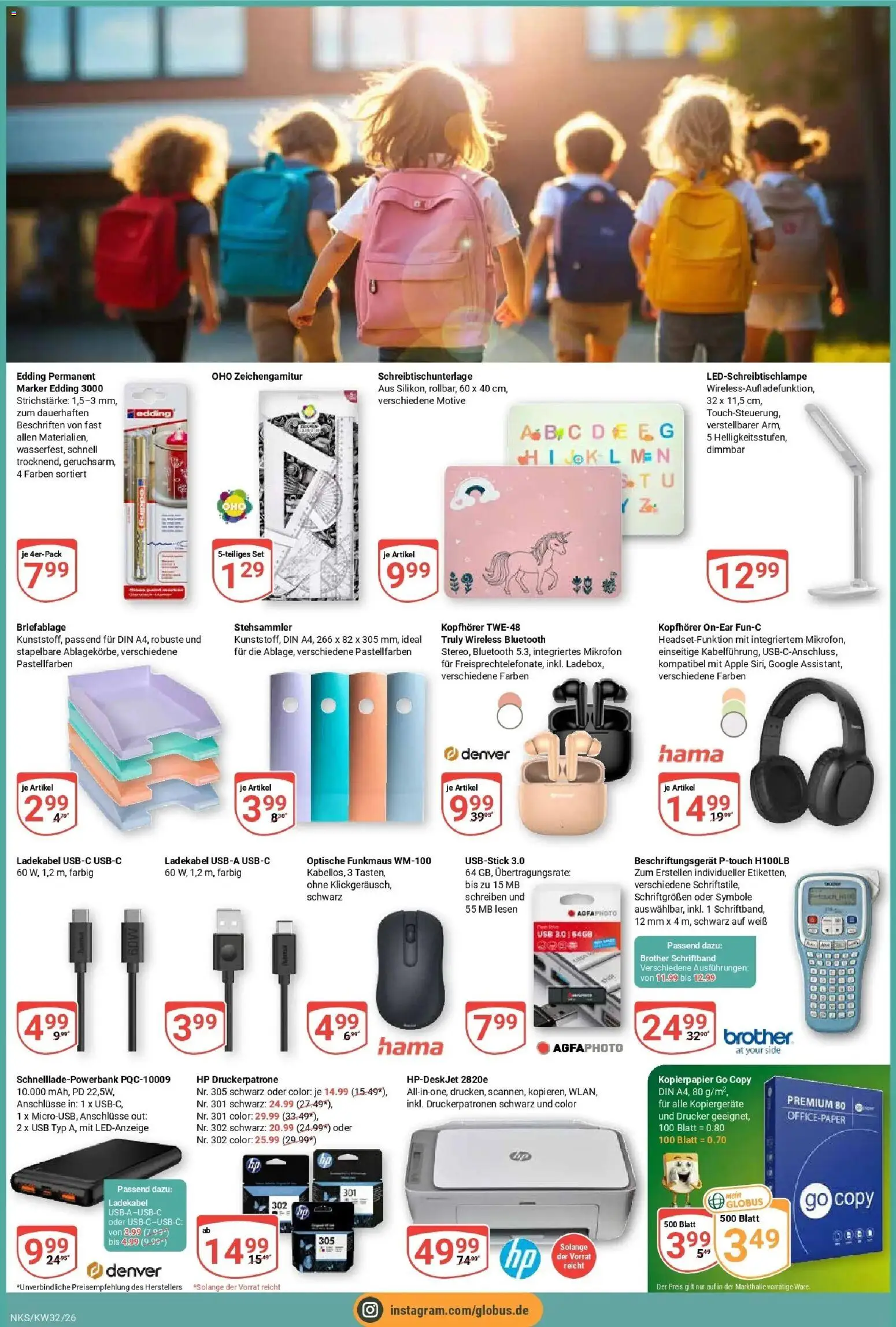 Globus Prospekt Neunkirchen (ab 03.08.2026) » Angebote online | Seite: 4 | Produkte: HP, Ladekabel, Drucker, Kopfhörer