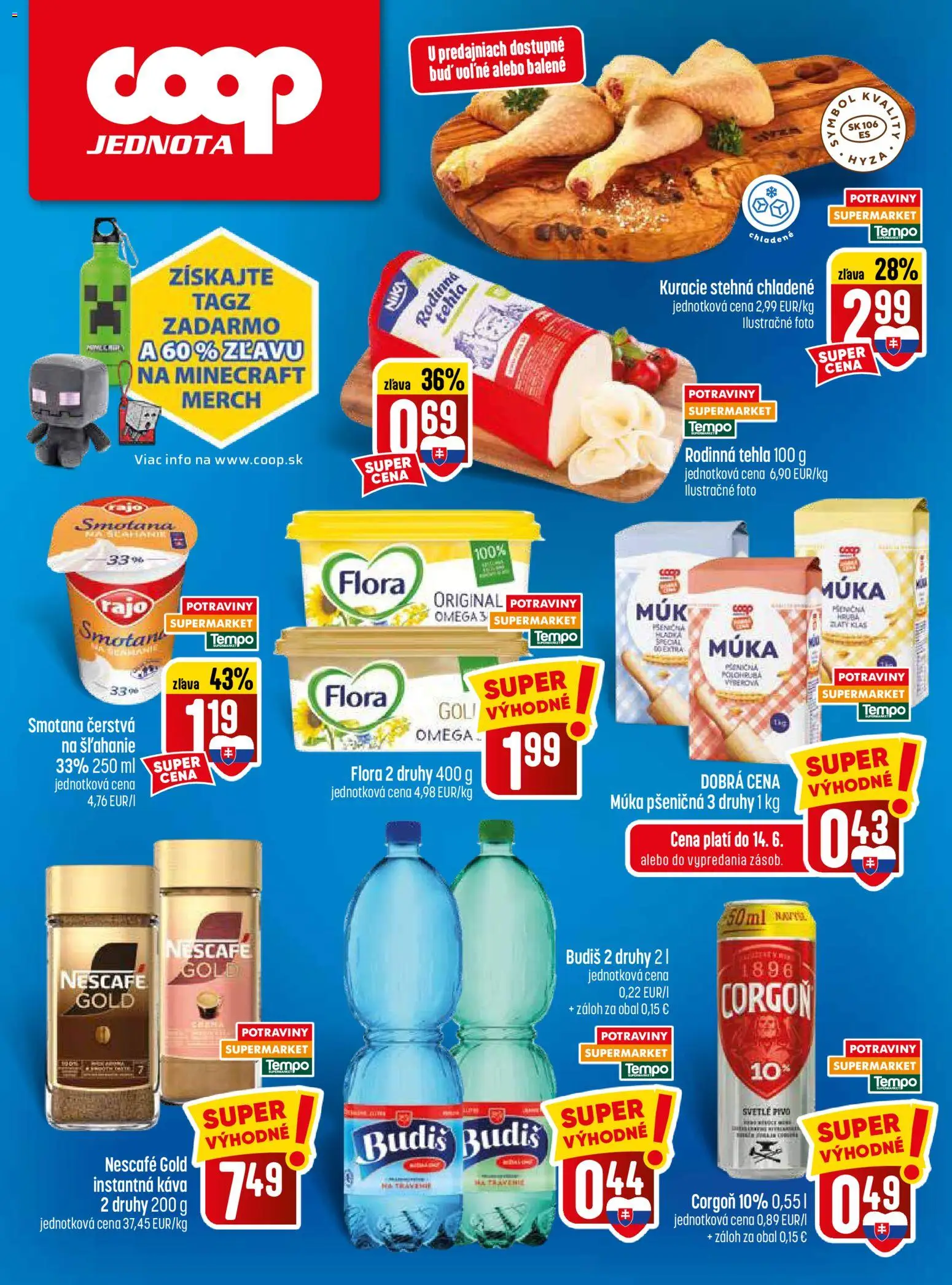 Nové COOP Jednota akcie – leták je platný od 11.06.2026 | Strana: 32 | Produkty: Smotana, Budiš, Corgoň, Nescafé Gold