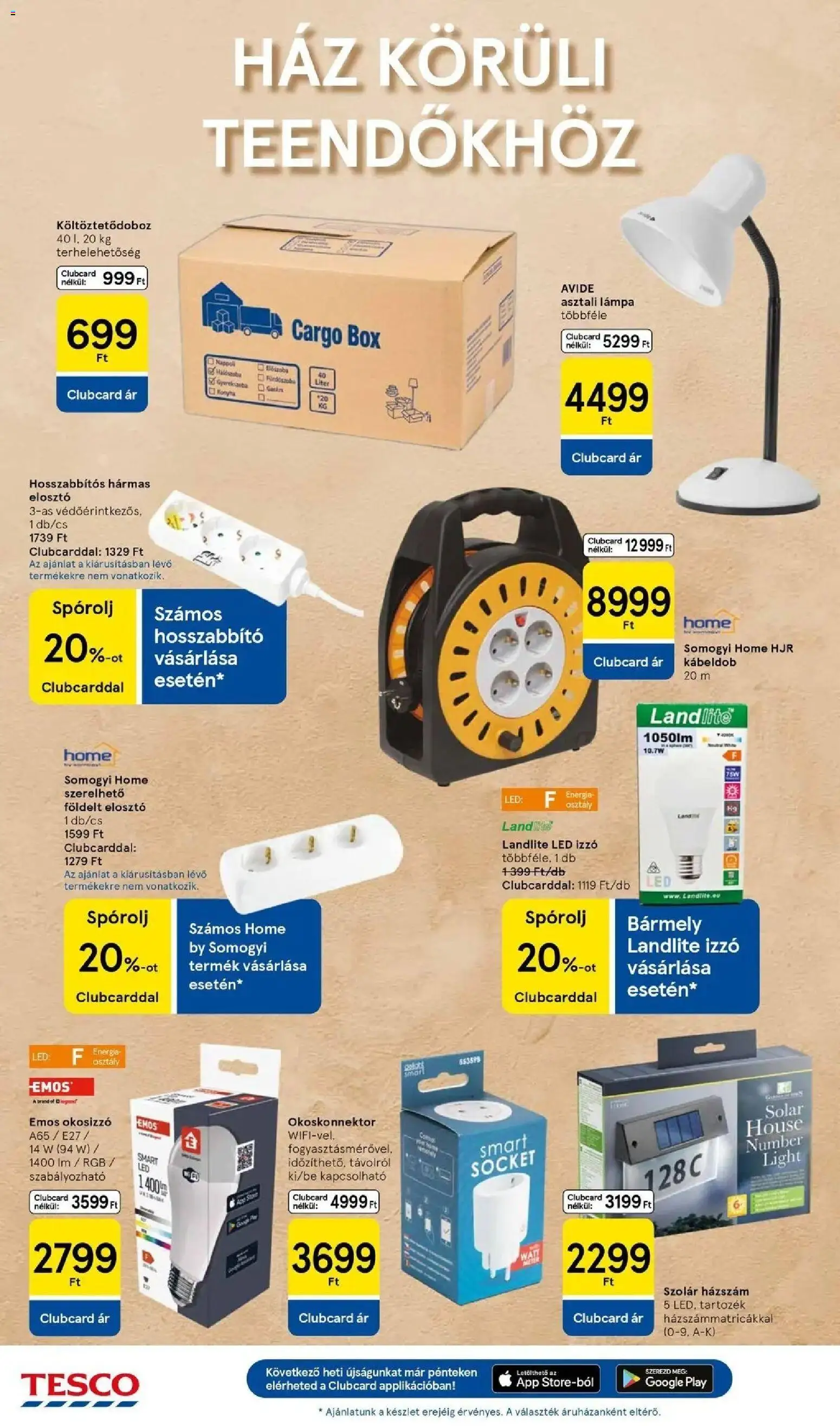 Tesco akciós ujság - amely érvényes a következő dátumtól: 10.06.2026 | Oldal: 32 | Termékek: Hosszabbító, Izzó, Lámpa, Só