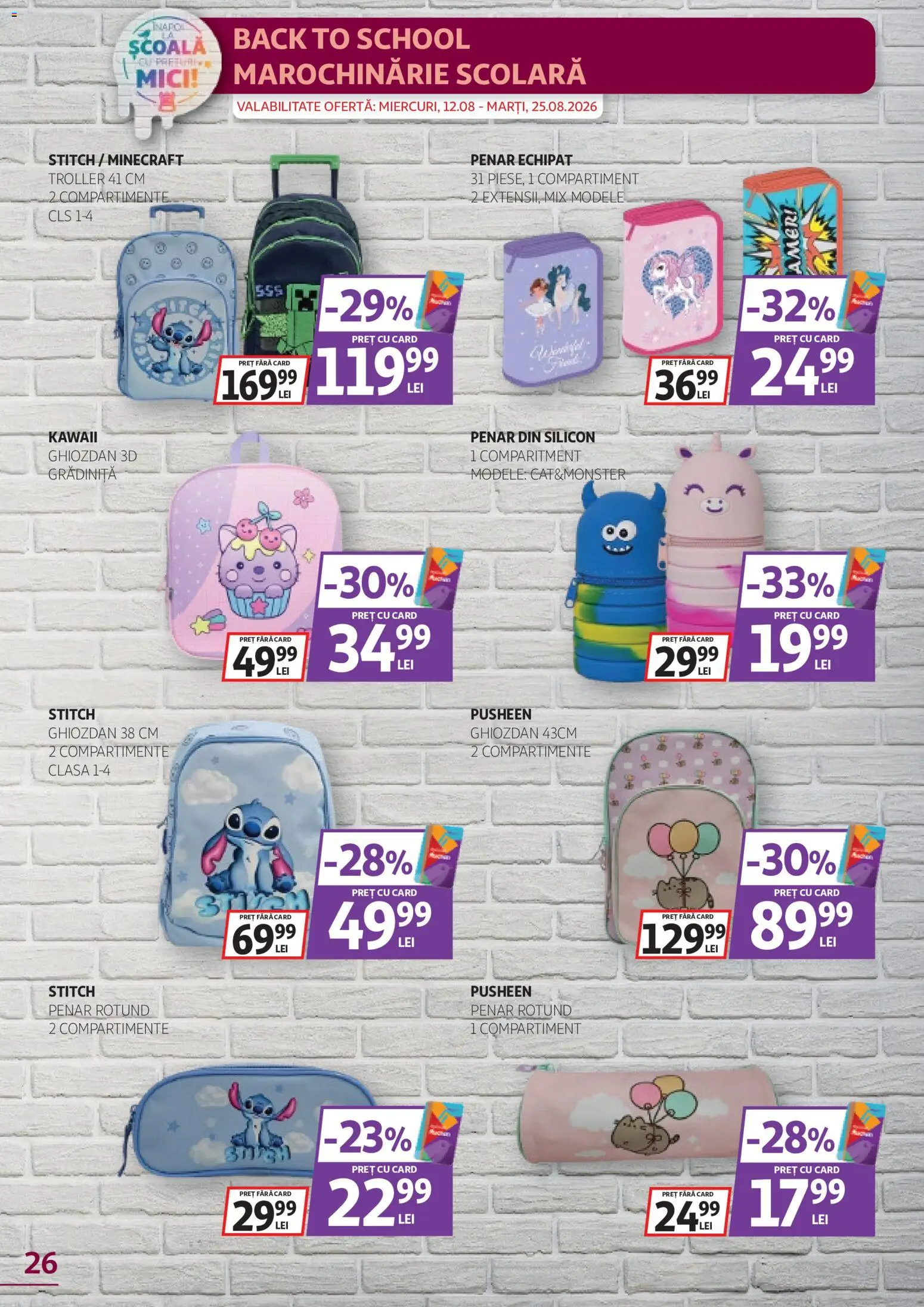 Noul catalog Auchan – valabil de la 12.08.2026 | Pagină: 26 | Produse: Mici, Ghiozdan