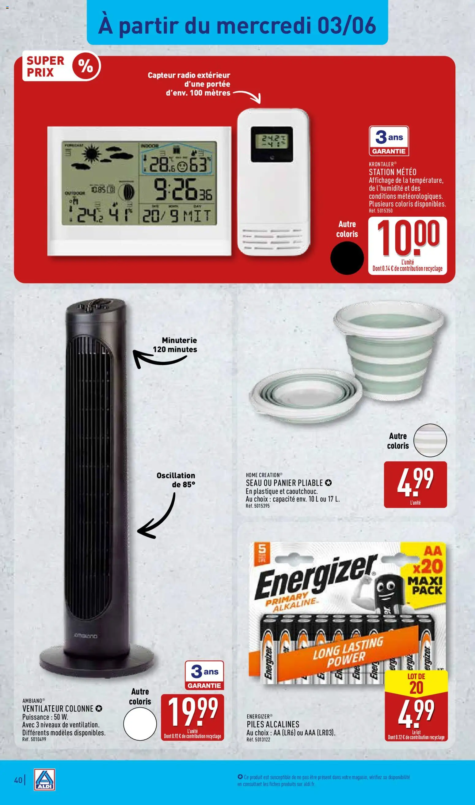 {H1} | Page: 44 | Produits: Radio, Ventilateur, Panier, Piles