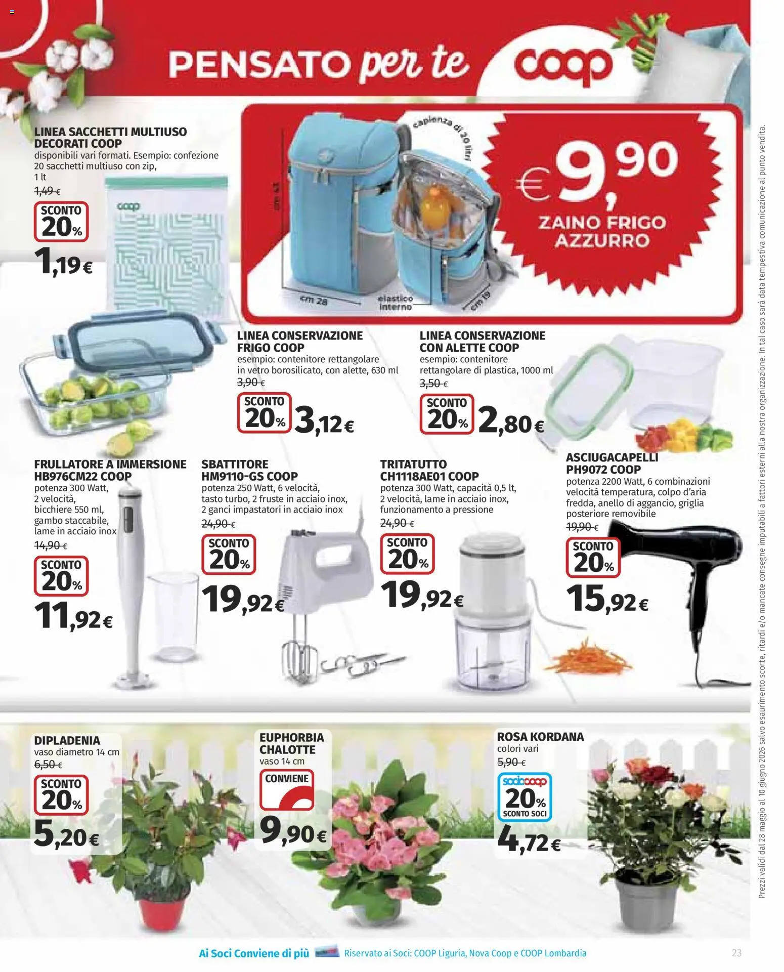 Volantino COOP del 28.05.2026 | Pagina: 23 | Prodotti: Tè, Sbattitore, Zaino, Asciugacapelli