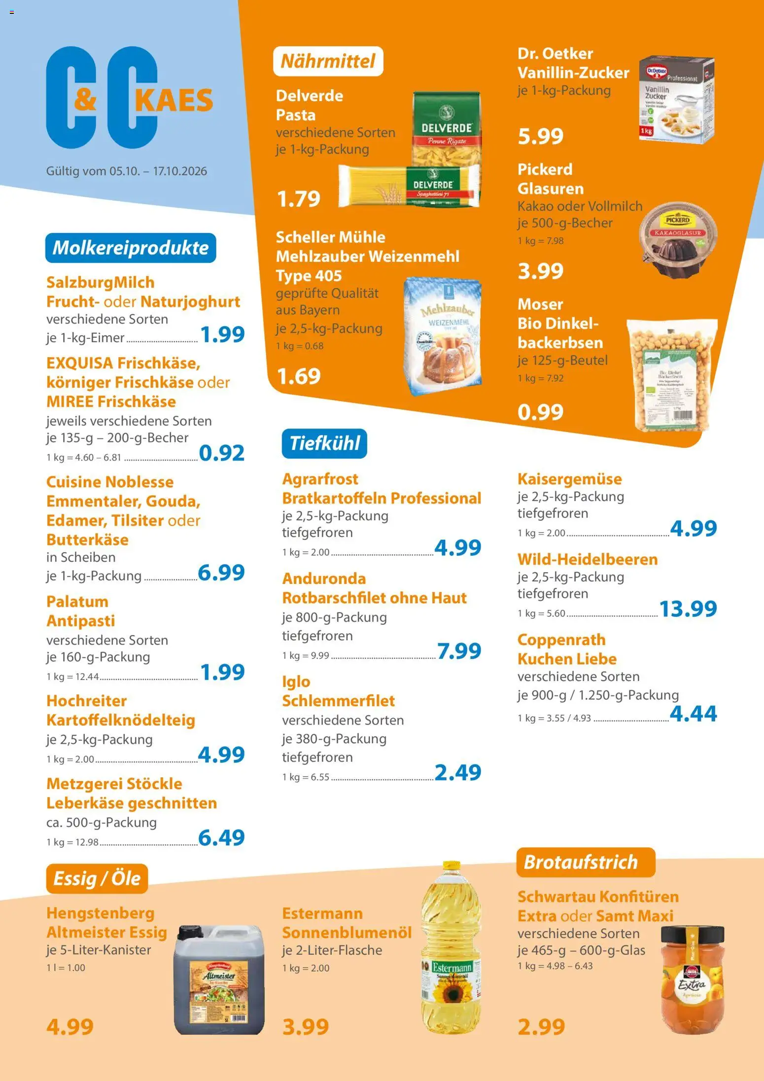 C&C Prospekt – gültig ab 05.10.2026 | Seite: 2 | Produkte: Sonnenblumenol, Weizenmehl, Pasta, Kuchen