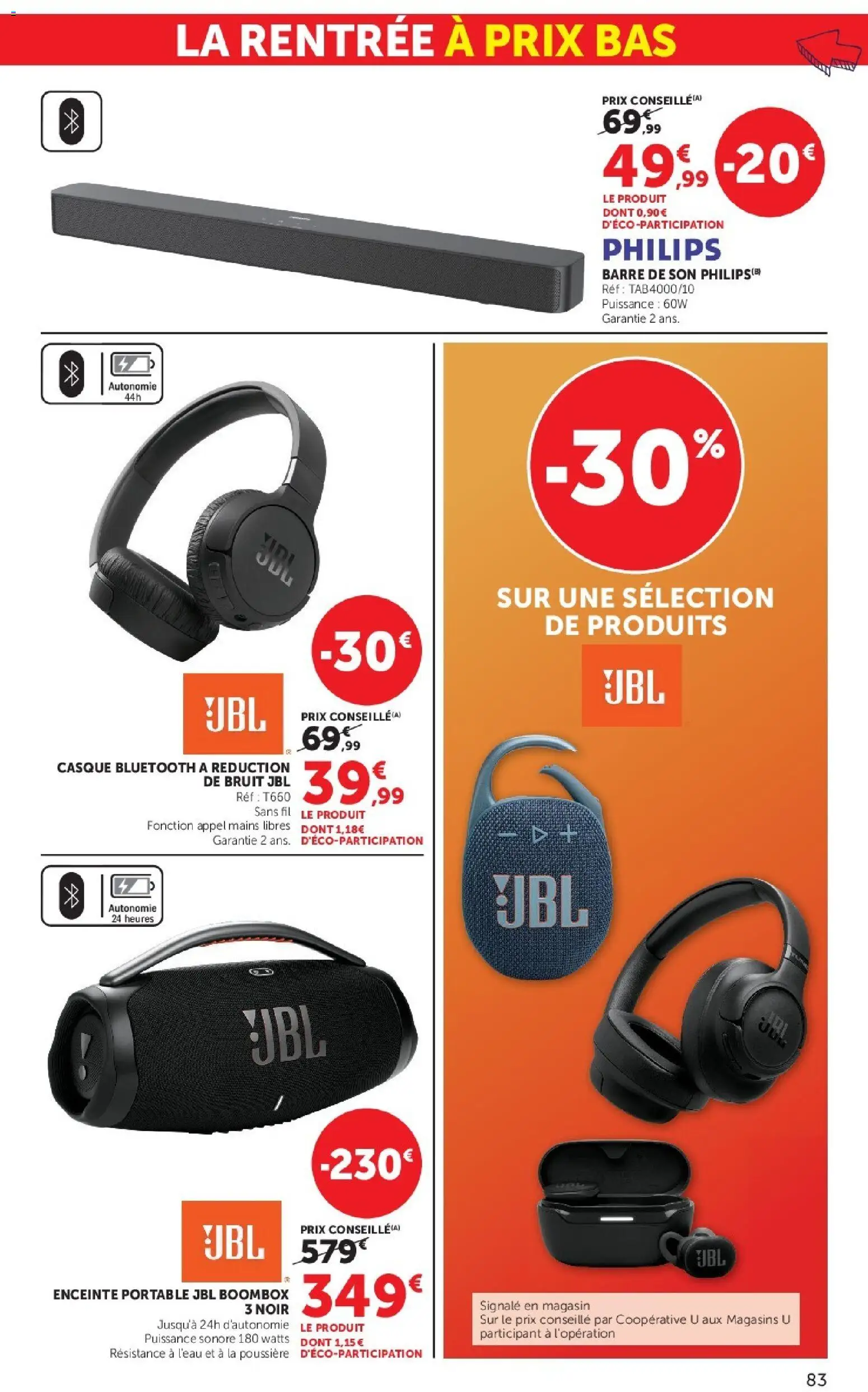 {H1} | Page: 83 | Produits: Enceinte, Portable, Barre de son, Casque