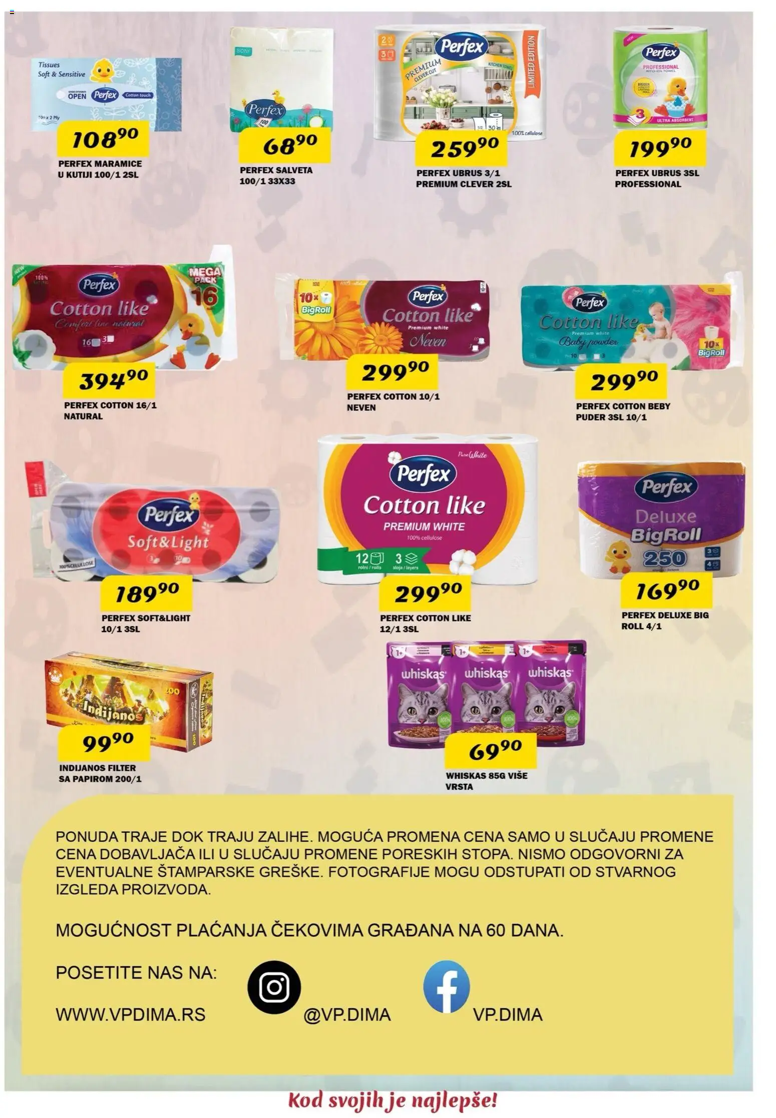 VP Dima katalog - važi od 02.07.2026 | Strana: 12 | Proizvode: Ubrus, Puder, Whiskas