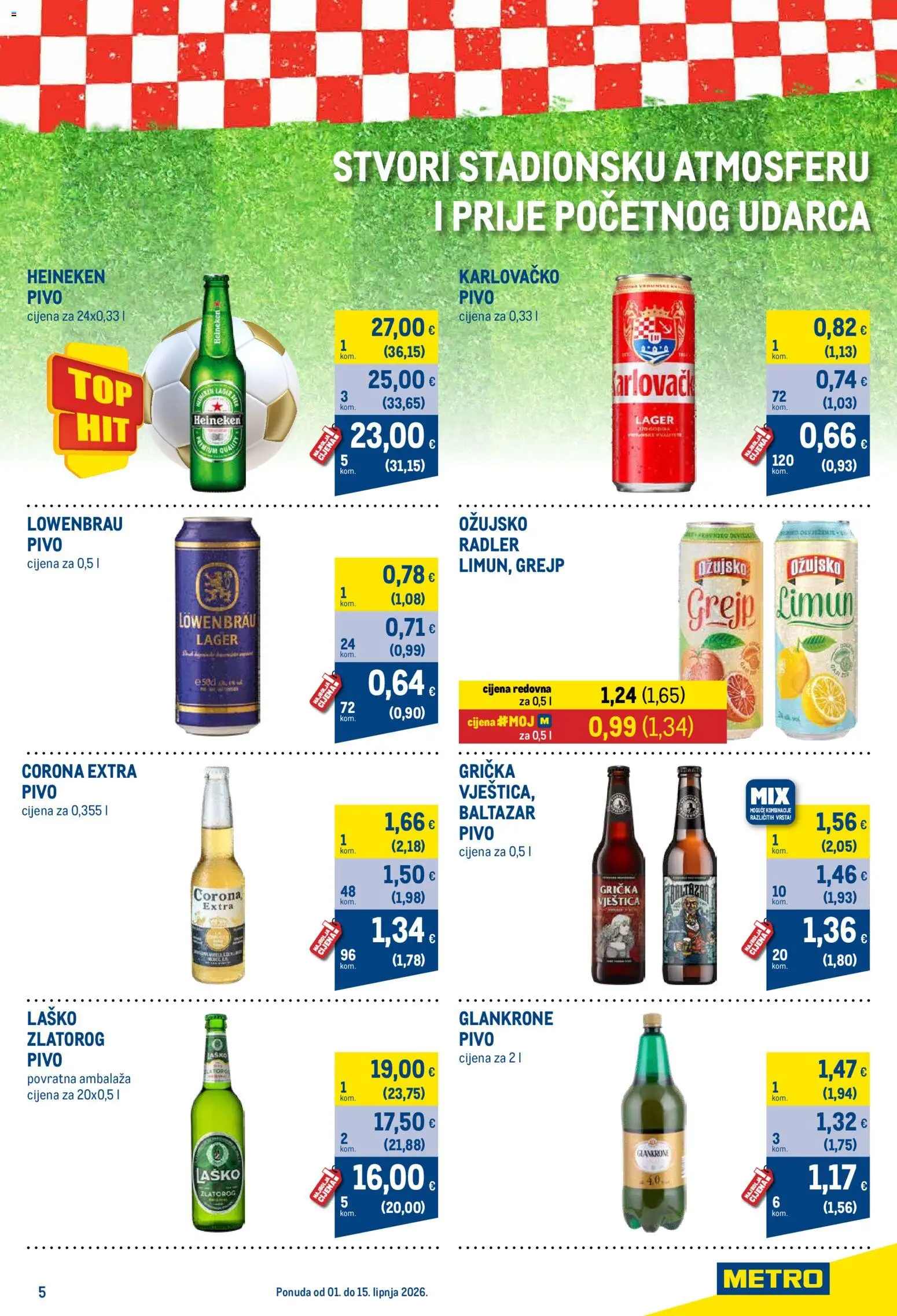 Metro katalog | vrijedi od 01.06.2026 | Stranica: 5 | Proizvodi: Radler, Heineken, Grejp, Ožujsko