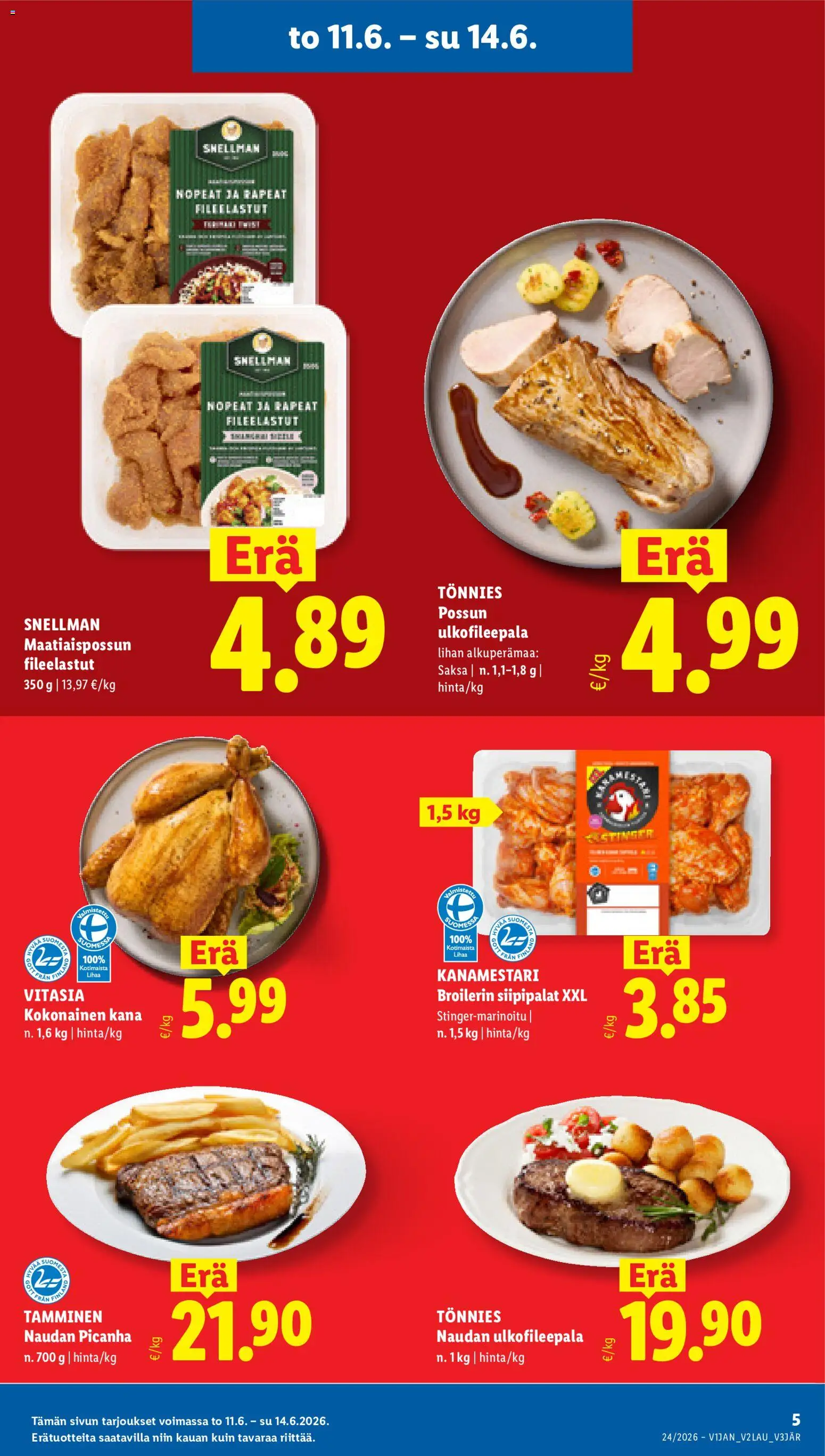 Lidl tarjoukset – voimassa 11.06.2026 alkaen | Sivu: 5 | Tuotteet: Kokonainen, Kana