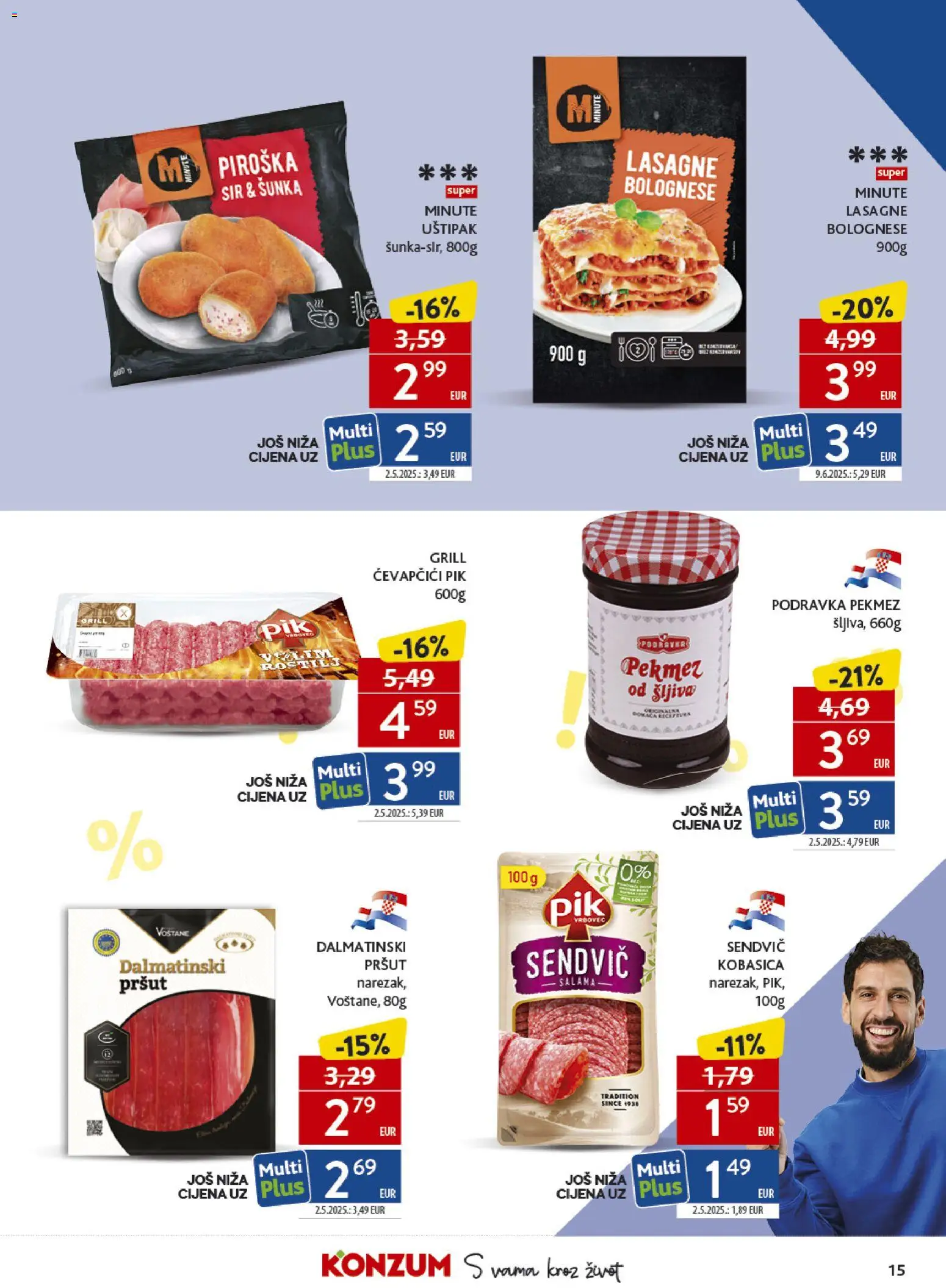Konzum HR akciós ujság - amely érvényes a következő dátumtól: 13.05.2026 | Oldal: 15 | Termékek: Grill, Lasagne