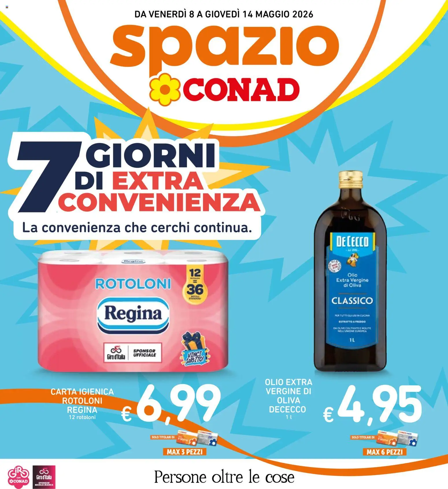 Volantino Spazio Conad del 08.05.2026 | Pagina: 1 | Prodotti: Carta igienica, Olio, Olio extra vergine