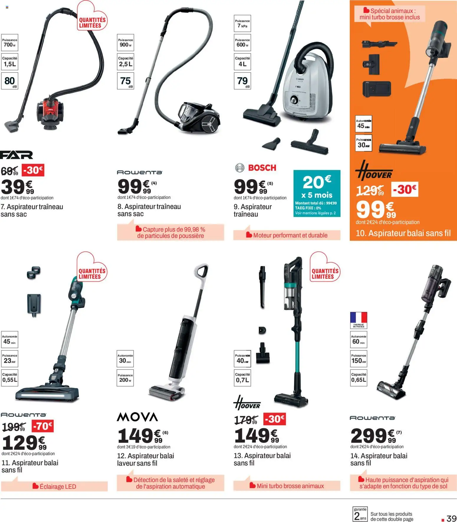 {H1} | Page: 39 | Produits: Sac, Aspirateur balai sans fil, Brosse, Aspirateur balai