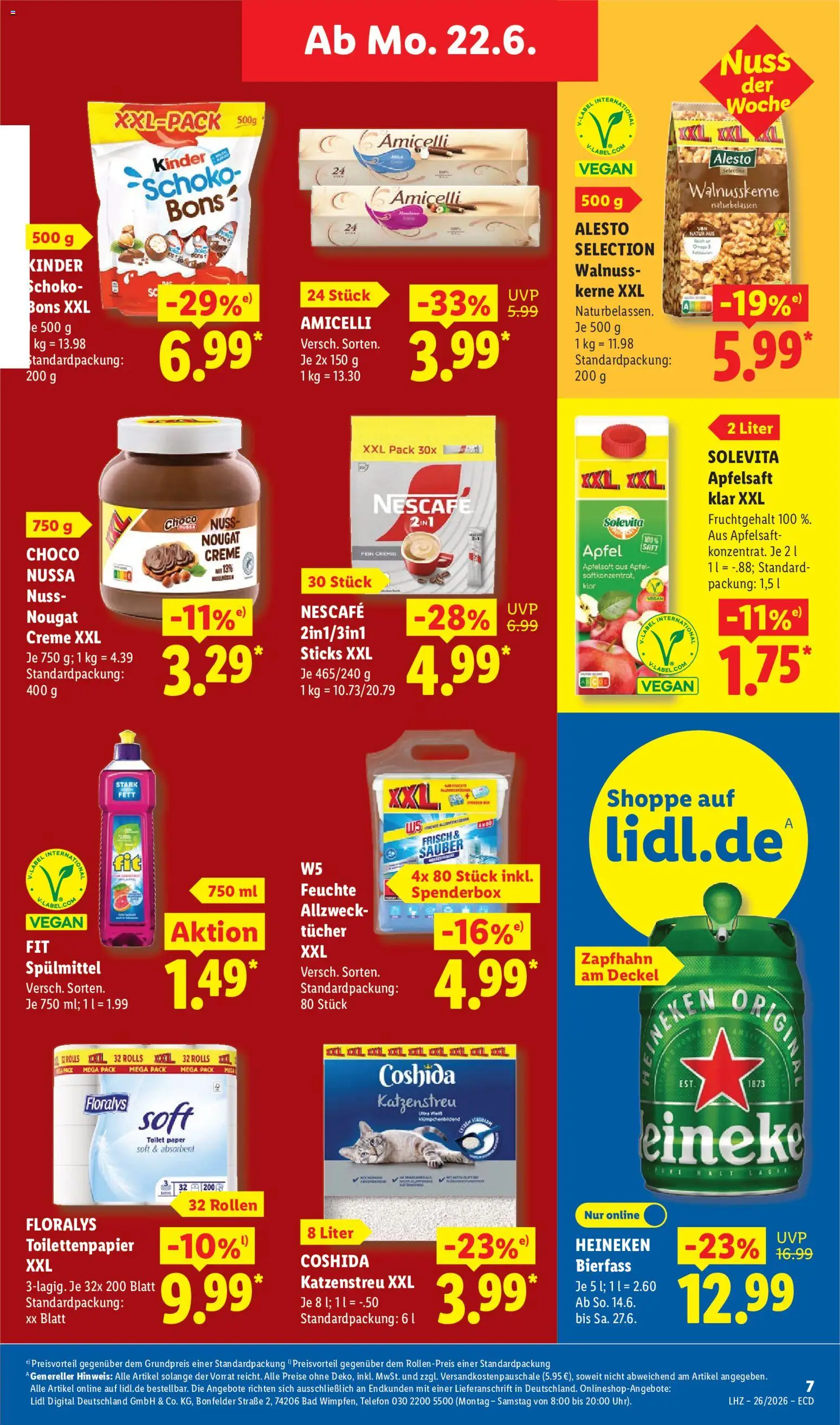 Lidl Německo leták od 22.06.2026 | Strana: 23 | Produkty: Heineken, Med, Solevita, Kinder