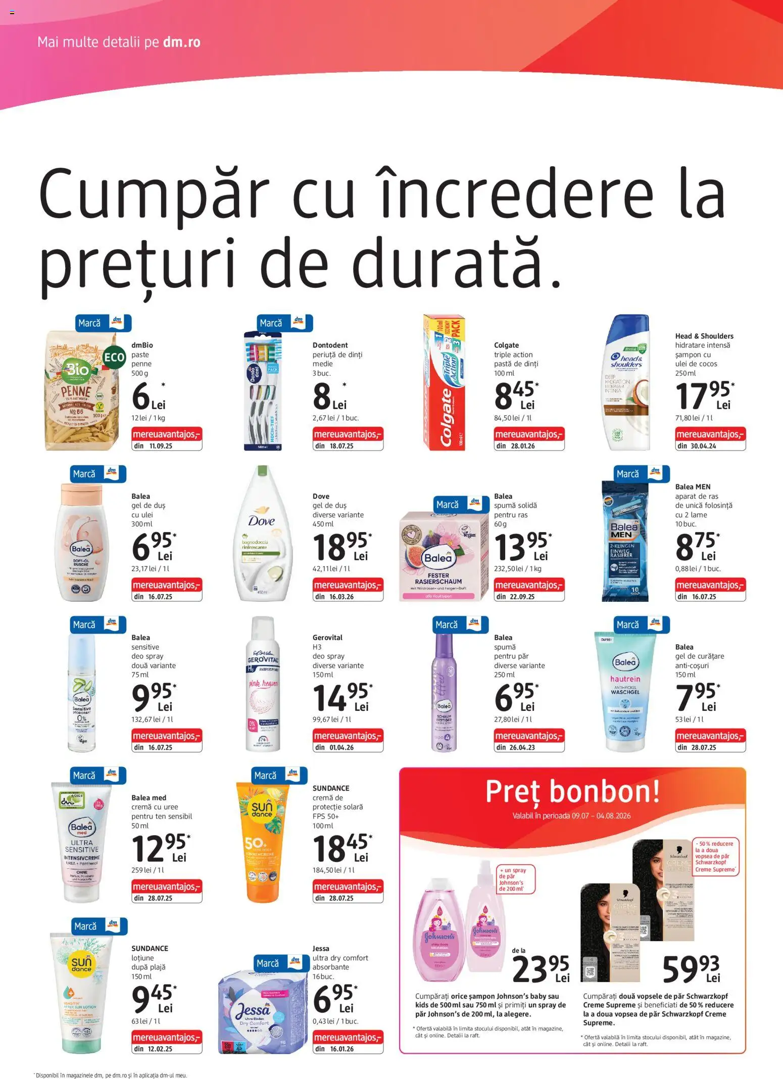 Noul catalog DM drogeriemarkt – valabil de la 09.07.2026 | Pagină: 2 | Produse: Gel de curățare, Șampon, Ulei, Absorbante