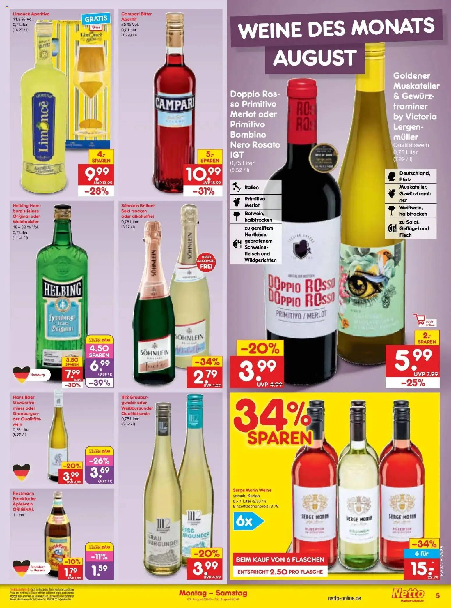 Netto Marken-Discount Prospekt Hamburg – gültig ab 03.08.2026 | Seite: 9 | Produkte: Sekt, Campari, Fisch, Wein