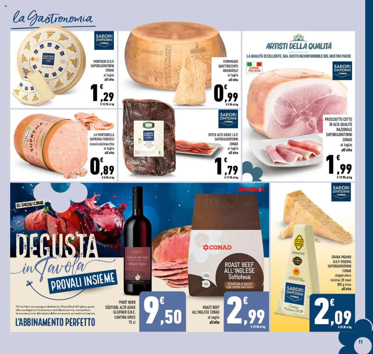 Volantino Conad del 11.03.2026 | Pagina: 11 | Prodotti: Speck, Prosciutto Cotto, Latte, Grana Padano