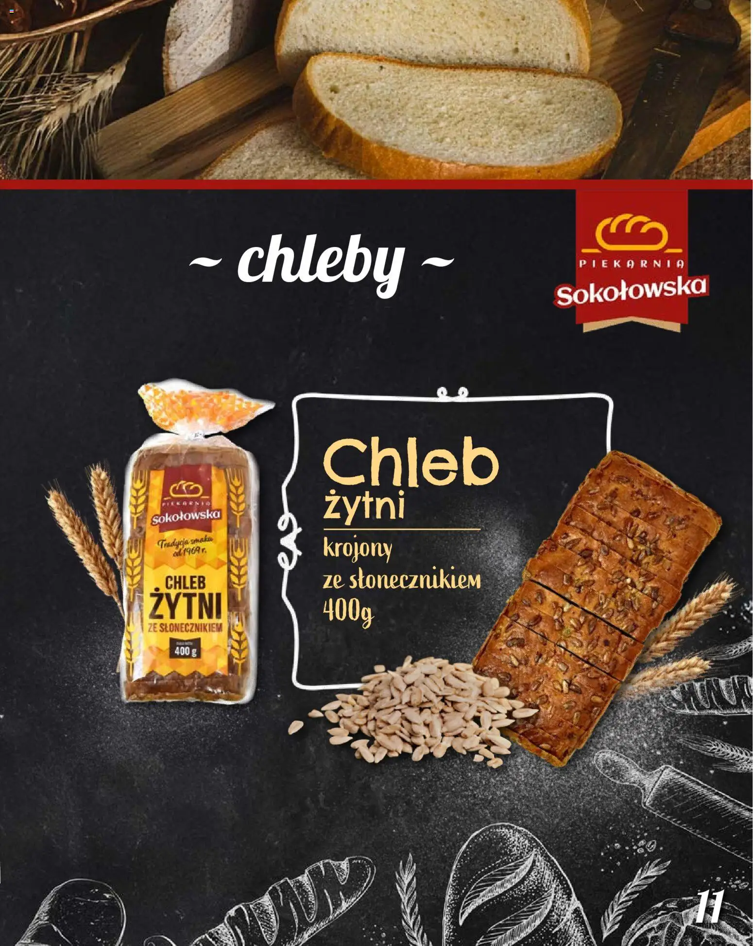 Topaz Gazetka - Piekarnia Sokołowska od 01.02.2026 | Strona: 11 | Produkty: Chleb żytni, Piekarnia, Chleb żytni ze słonecznikiem, Chleb