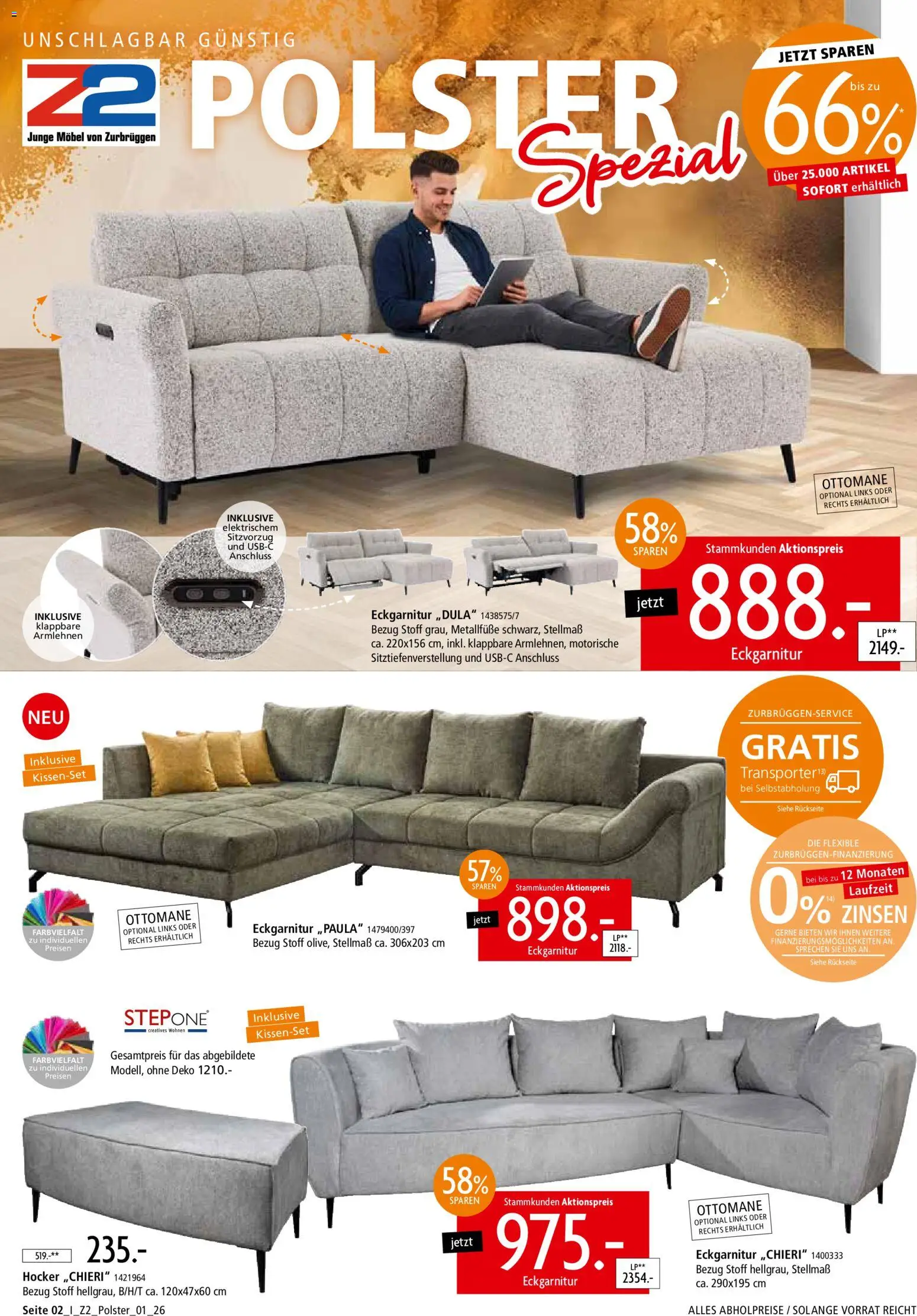 Zurbrüggen Z2 Polstermöbel Spezial – gültig ab 08.06.2026 | Seite: 2 | Produkte: Hocker
