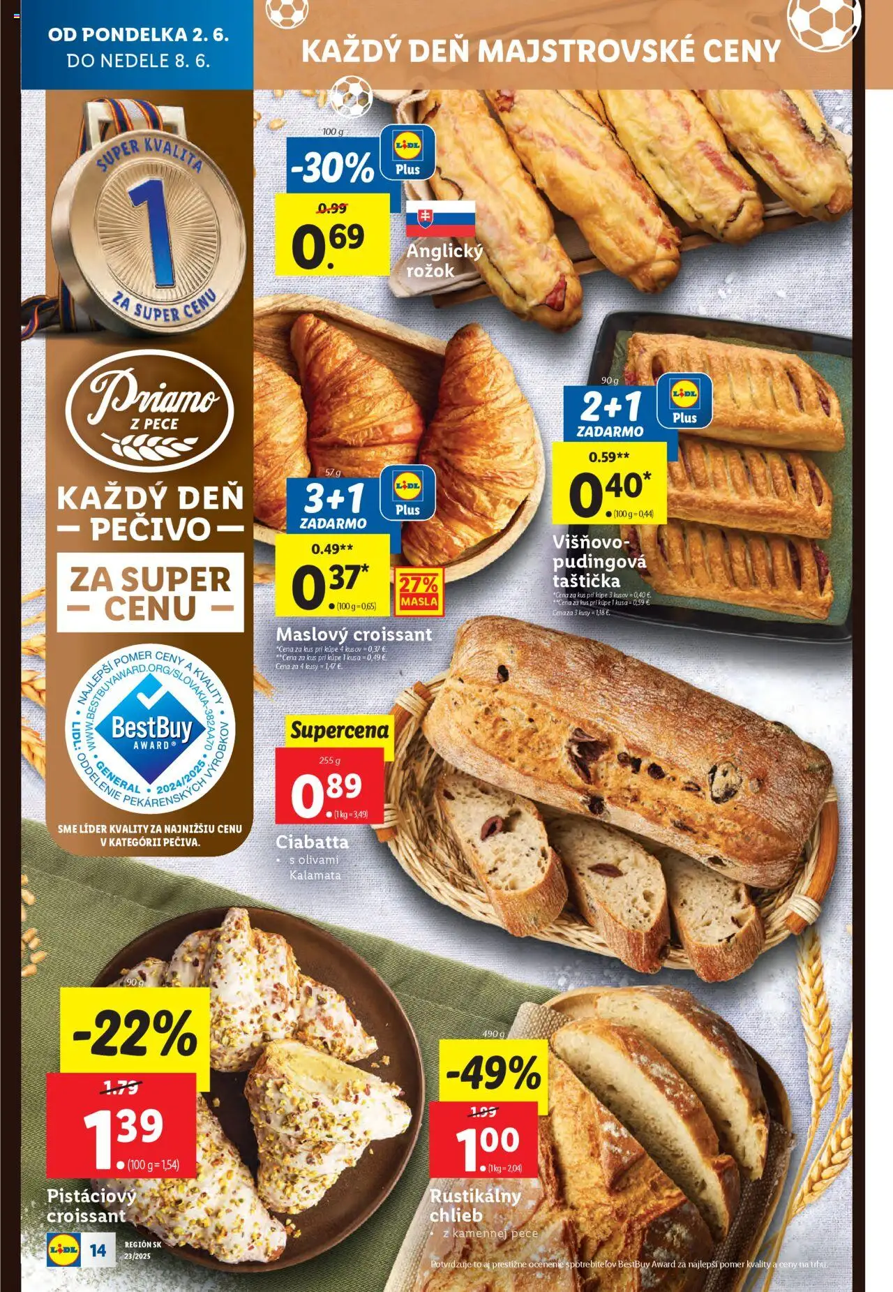 Nové Lidl akcie – leták je platný od 02.06.2025 | Strana: 18 | Produkty: Chlieb, Rožok, Croissant