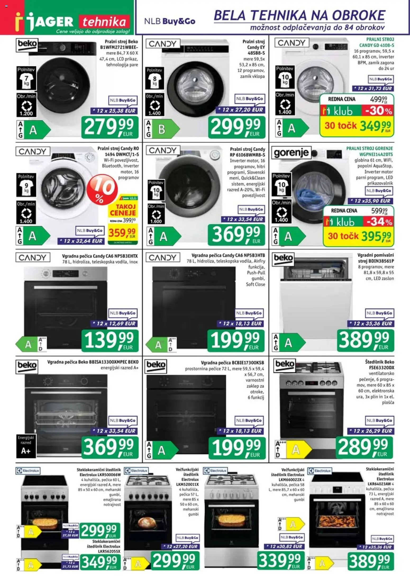 Novi Jager katalog ponudbe – veljaven od 08.07.2026 | Stran: 6 | Izdelki: Pralni stroj, Pecica, Vgradna pečica, Štedilnik