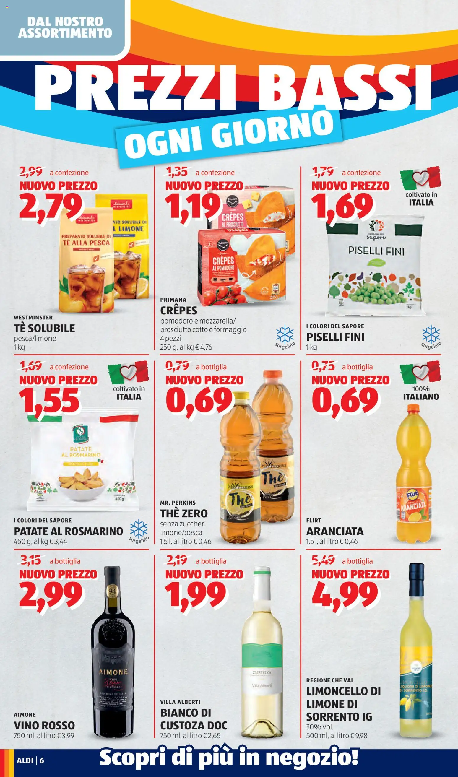 Volantino Aldi del 13.04.2026 | Pagina: 6 | Prodotti: Limone, Vino, Piselli, Limoncello