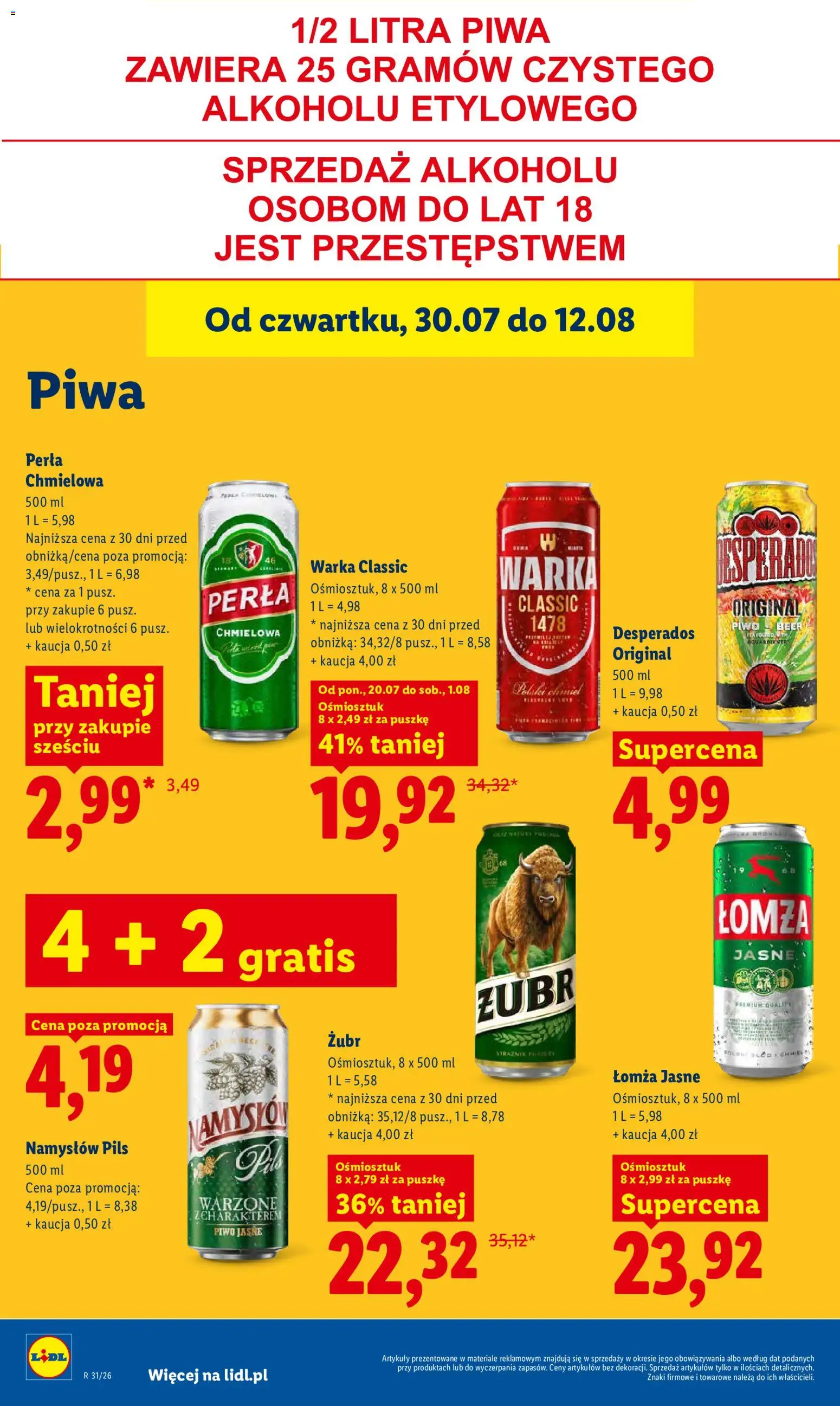 Lidl Polsko leták od 30.07.2026 | Strana: 78 | Produkty: Zubr, Desperados, Perla