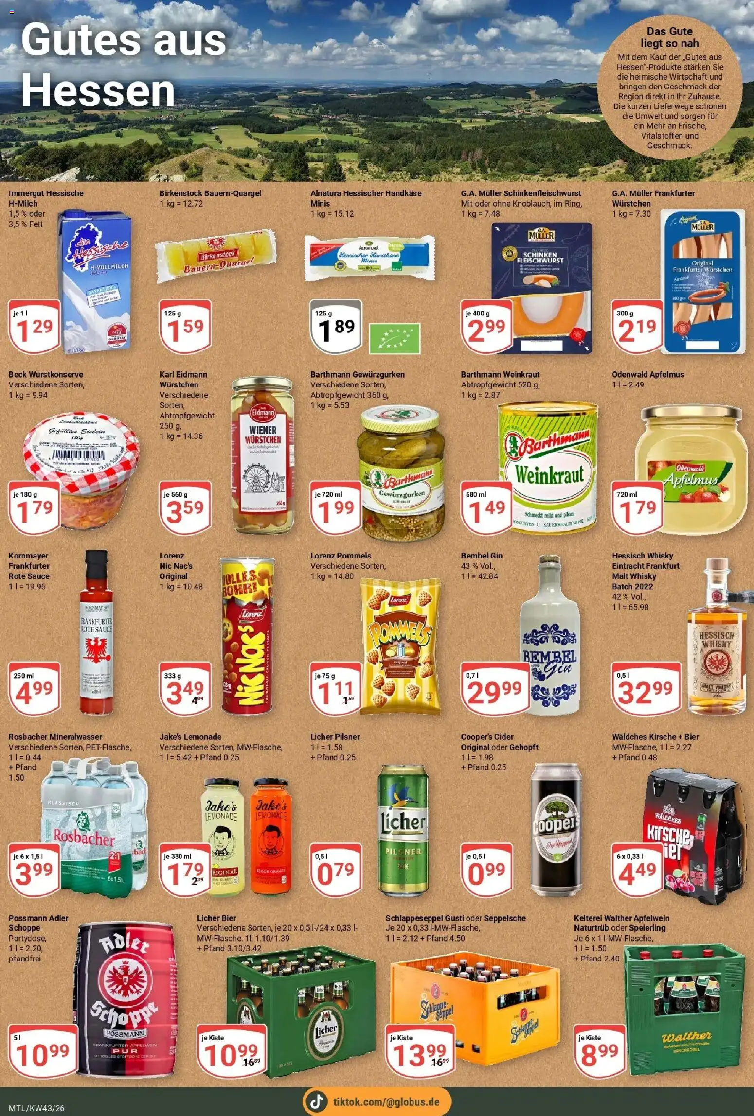 Globus Prospekt Maintal-Dörnigheim (ab 19.10.2026) » Angebote online | Seite: 15 | Produkte: Wiener wurstchen, Bier, Gin, Apfelmus