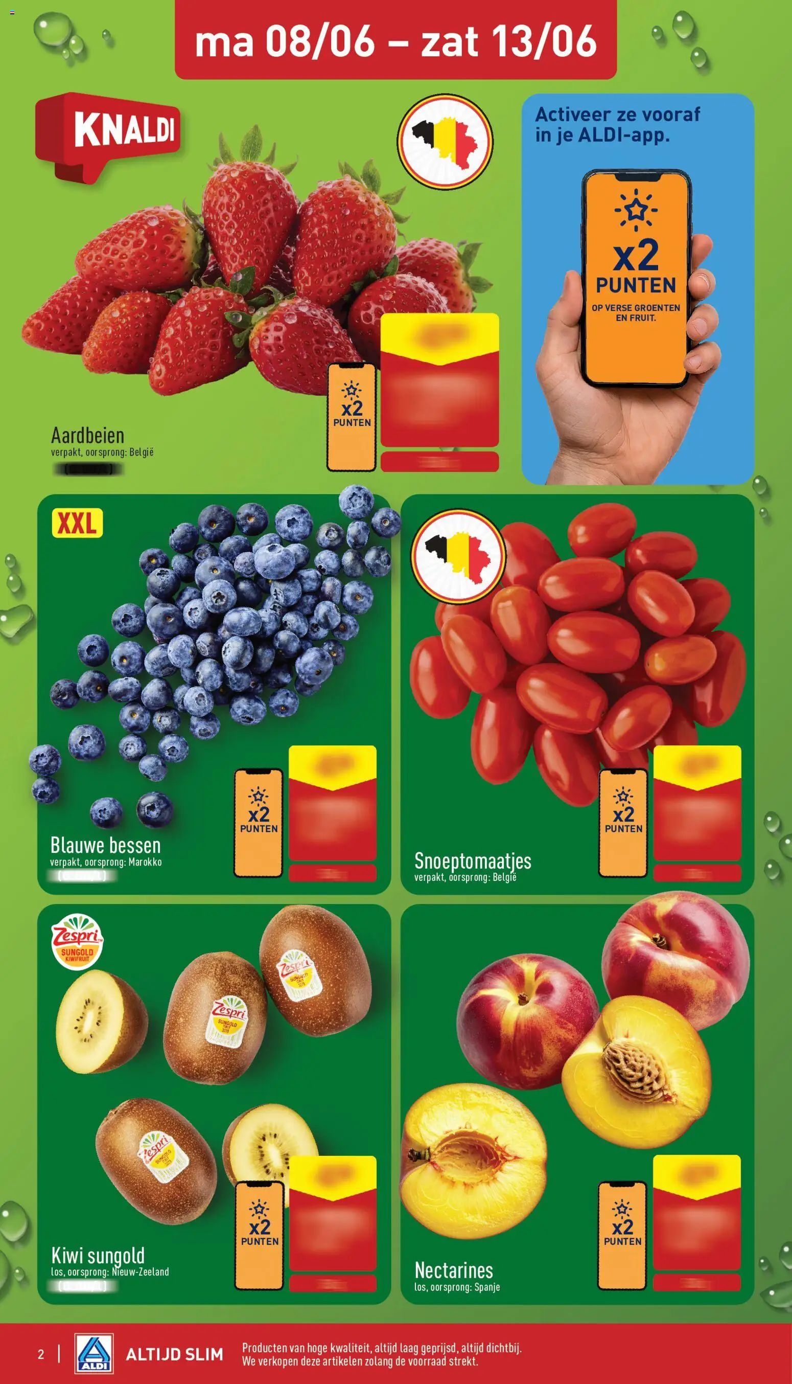 {H1} | Pagina: 2 | Producten: Aardbeien, Kiwi, Groenten, Nectarines