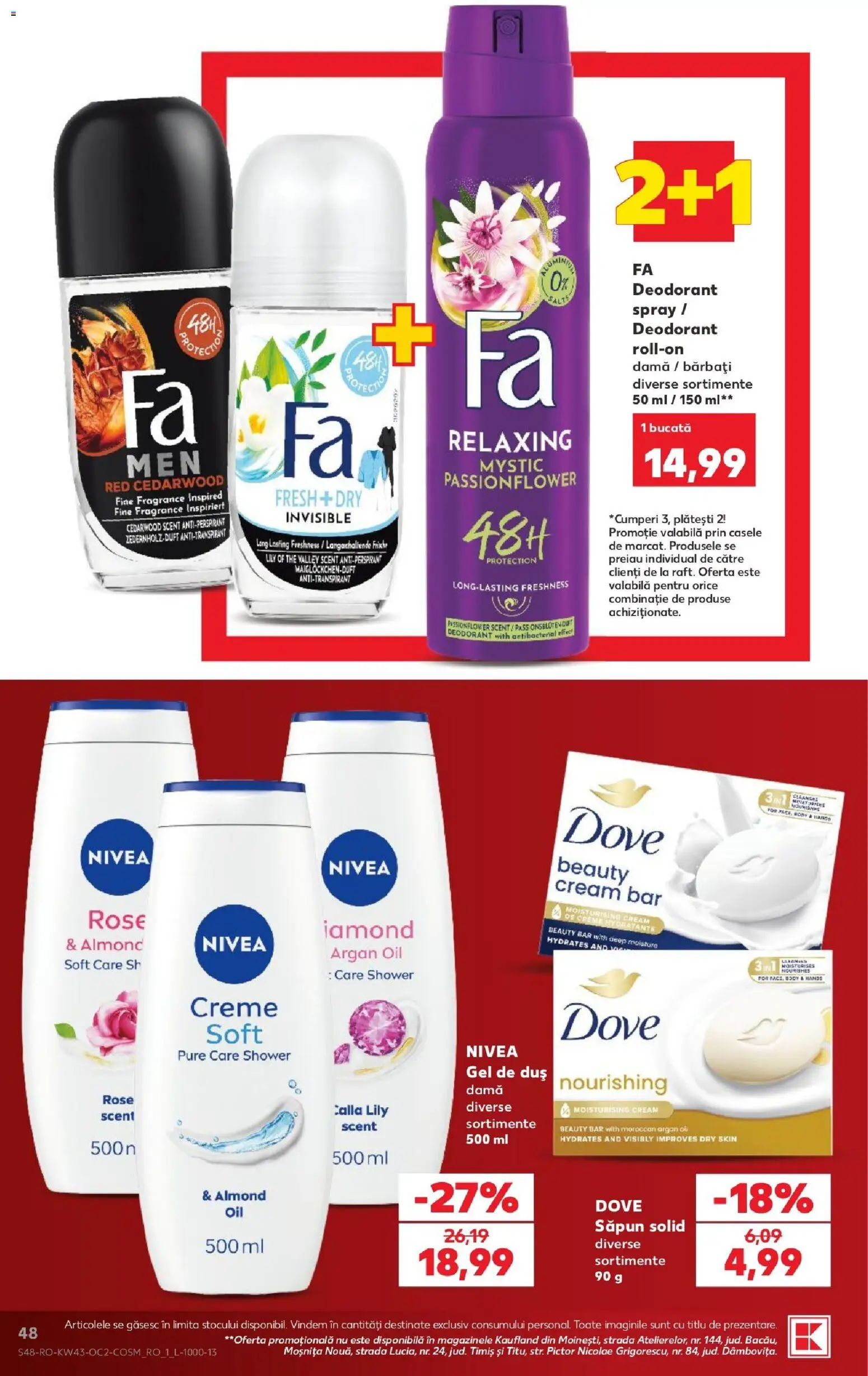 Noul catalog Kaufland – valabil de la 21.10.2026 | Pagină: 48 | Produse: Nivea, Săpun, Gel de duș, Deodorant