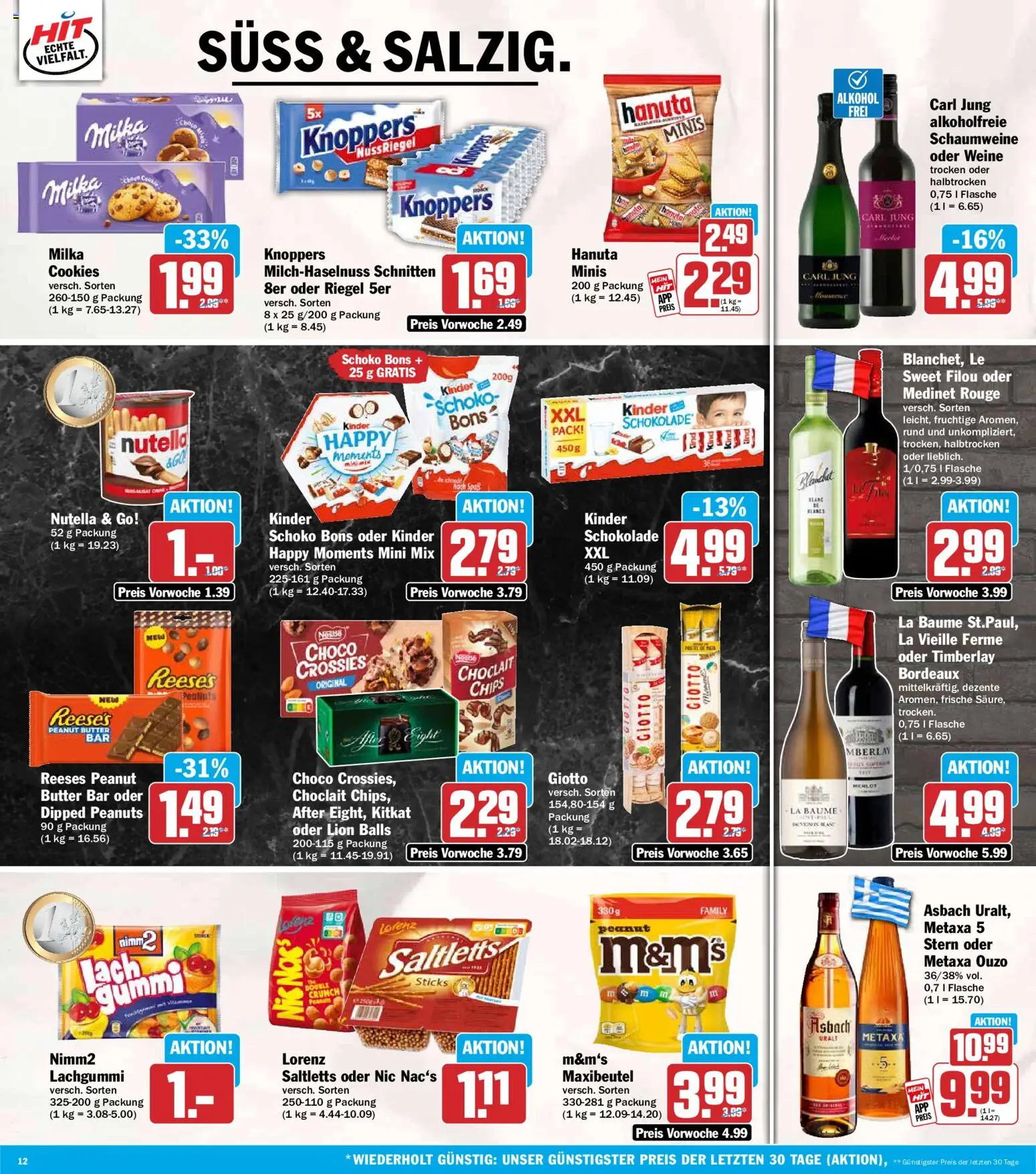 HIT Prospekt – gültig ab 06.07.2026 | Seite: 12 | Produkte: Schokolade, Metaxa, Nutella, Asbach