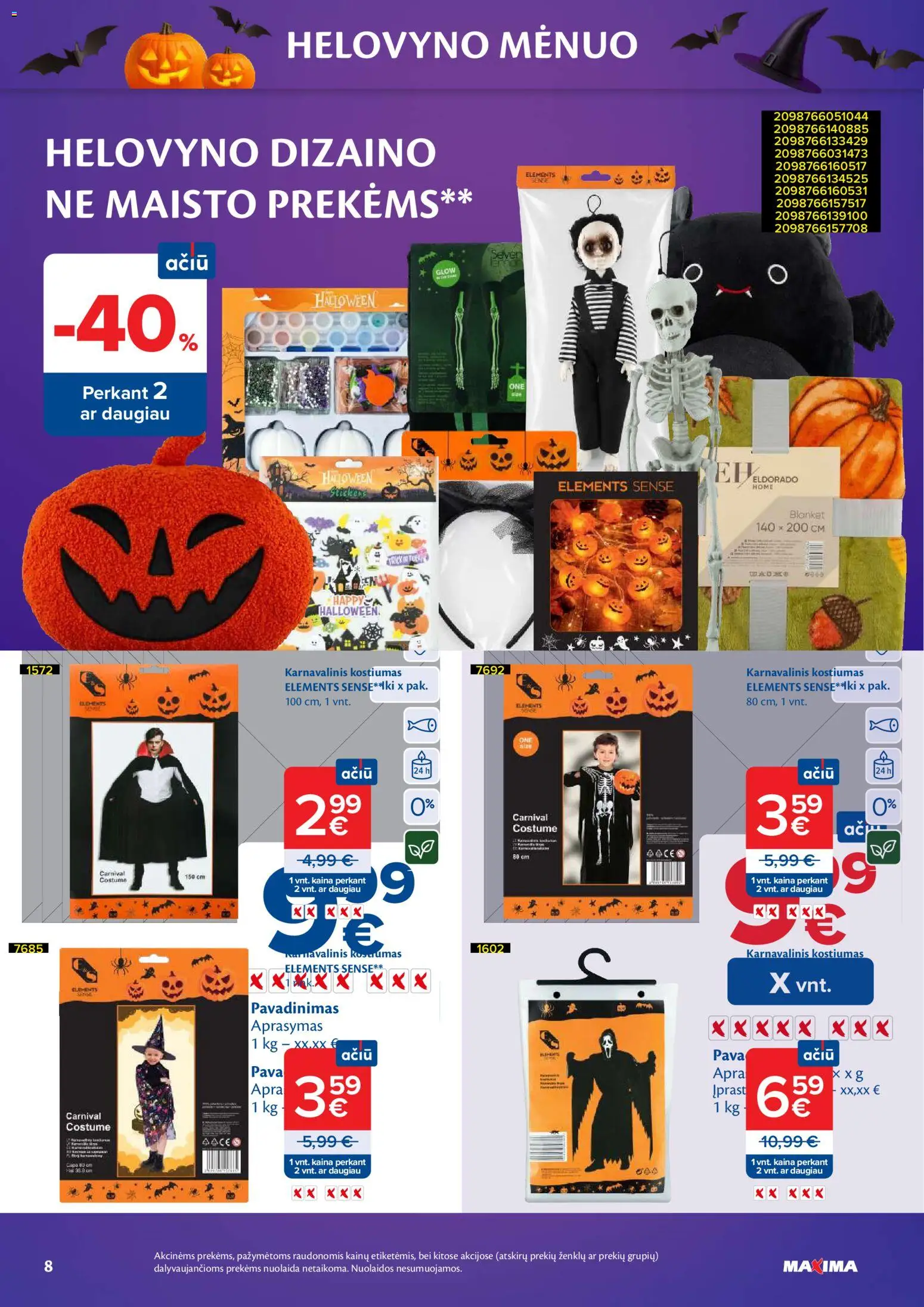 MAXIMA akcijos nuo 2026.10.06 | Puslapis: 8 | Prekių: Kostiumas