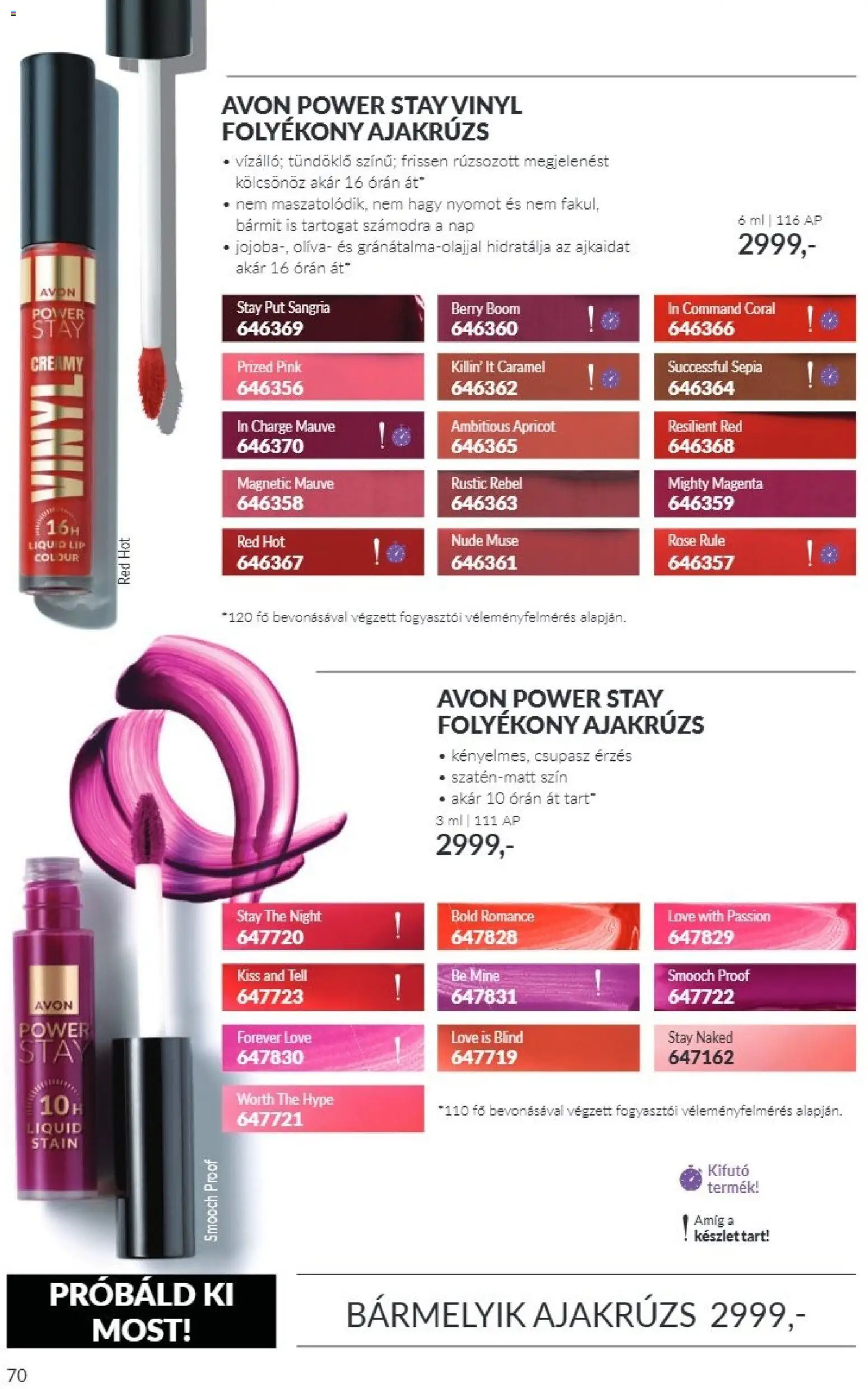 Avon akciós ujság - amely érvényes a következő dátumtól: 2026.11.01. | Oldal: 70 | Termékek: Sangria, Ajakrúzs, Rosé