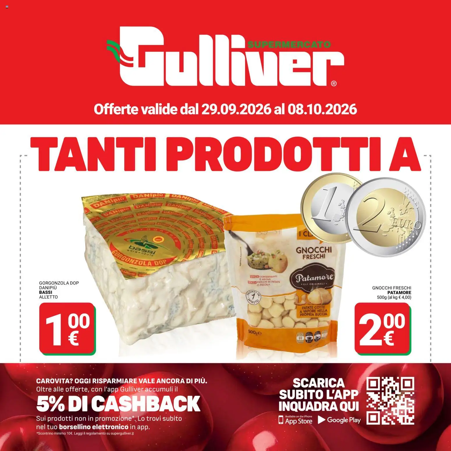Volantino Gulliver del 29/09/2026 | Pagina: 1 | Prodotti: Iphone, Fiocchi, Patate, Gorgonzola