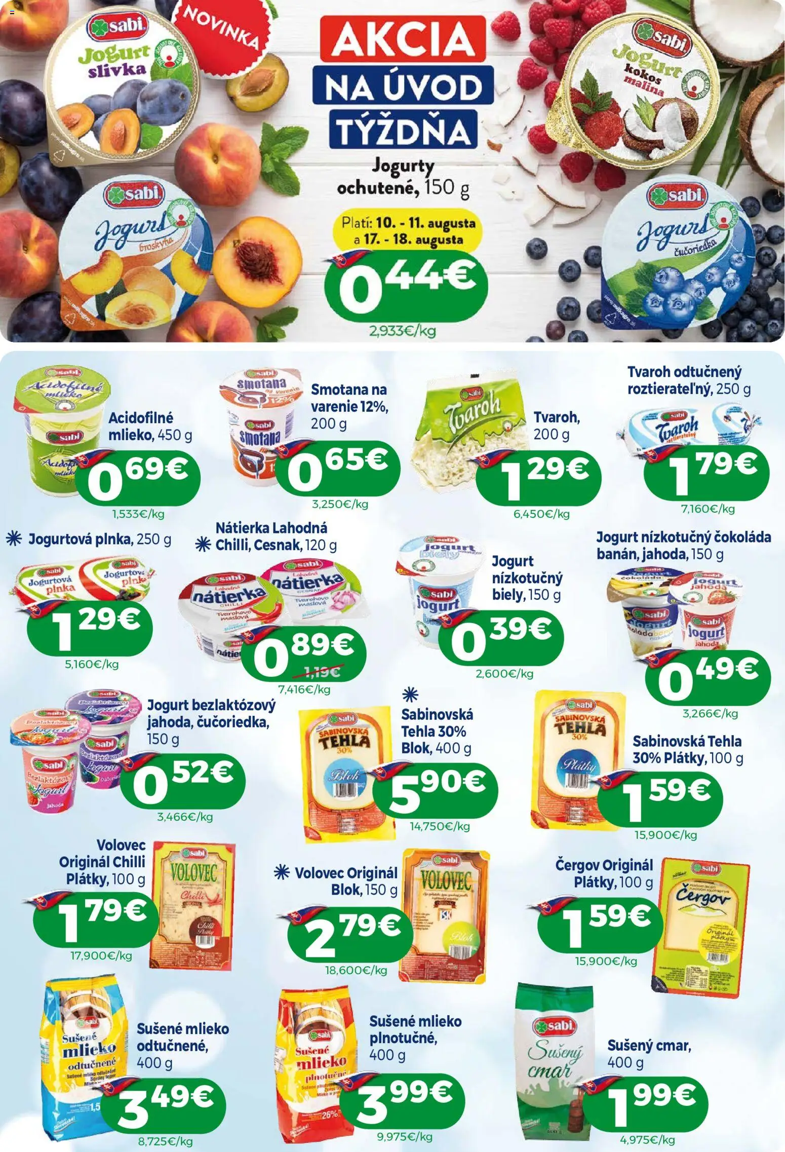 Nové Milk Agro akcie – leták je platný od 05.08.2026 | Strana: 4 | Produkty: Kokos, Jogurt, Nátierka, Sušené mlieko