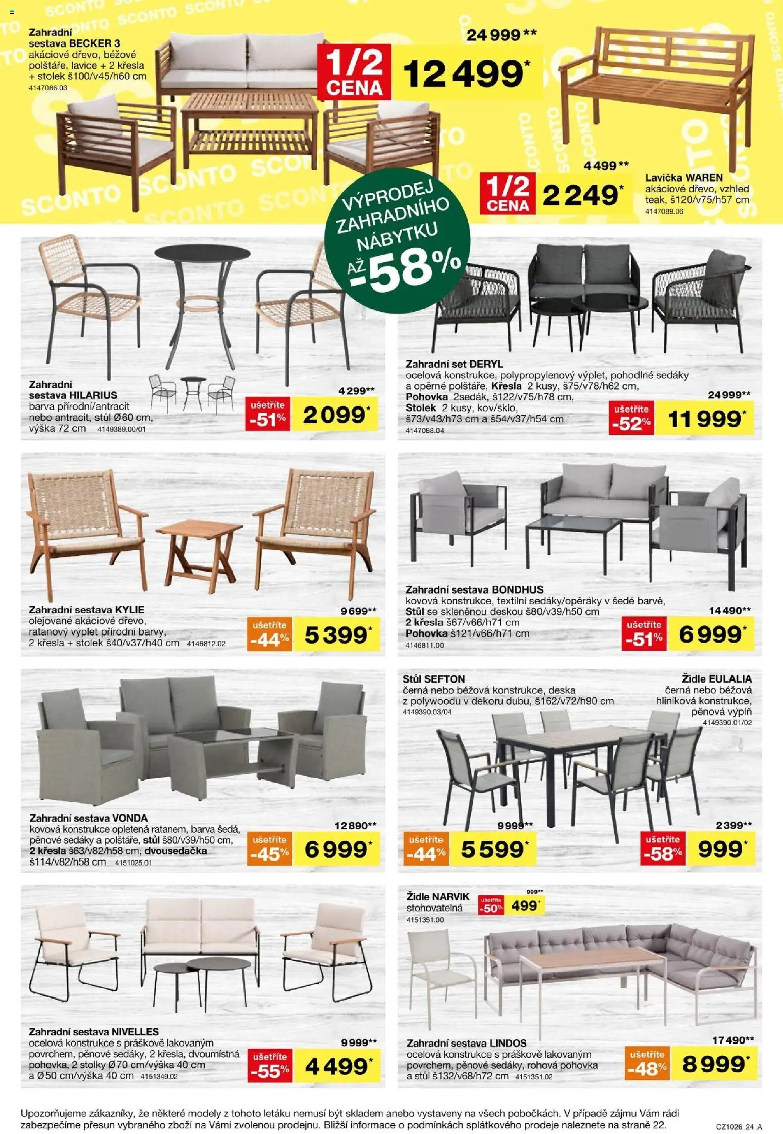 Sconto nábytek leták od 05.08.2026 | Strana: 24 | Produkty: Křesla, Stolek, Stůl, Lavice