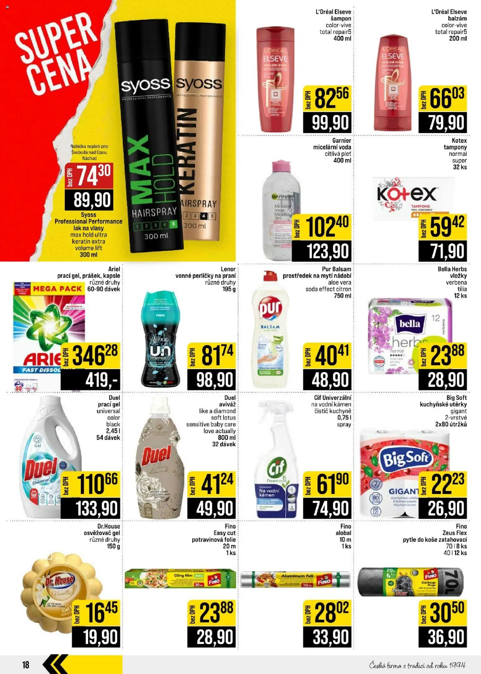 Jip leták - Cash & Carry od 26.08.2026 | Strana: 18 | Produkty: Prostředek na mytí nádobí, Cif, Aloe vera, Lotus