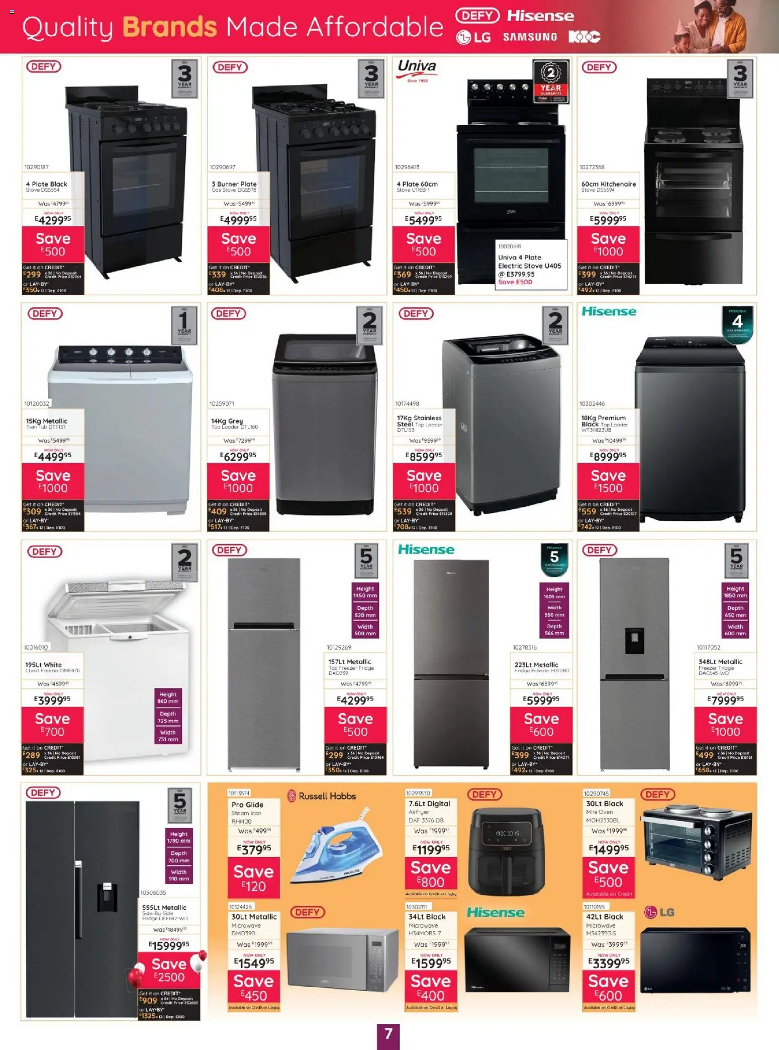 New Bradlows catalogue – valid from 16/07/2026 | Page: 7 | Products: Stove, Plate, Microwave, Chest freezer