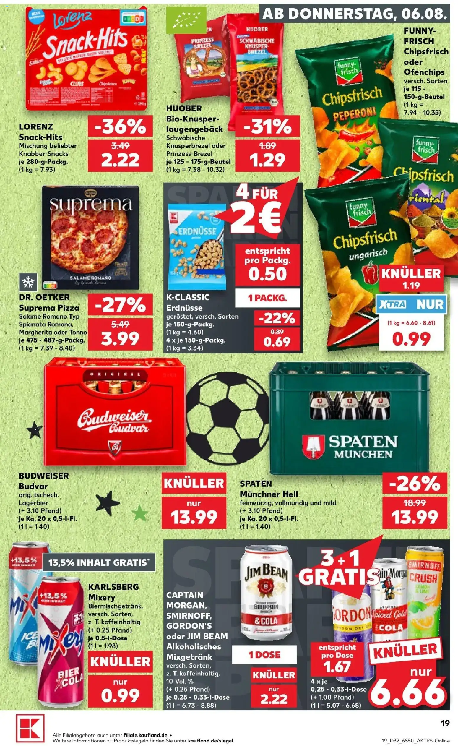 Prospekt Kaufland ab 06.08.2026 » Angebote Online zum Blättern | Seite: 19 | Produkte: Jim beam, Erdnüsse, Mixgetränk, Mixery