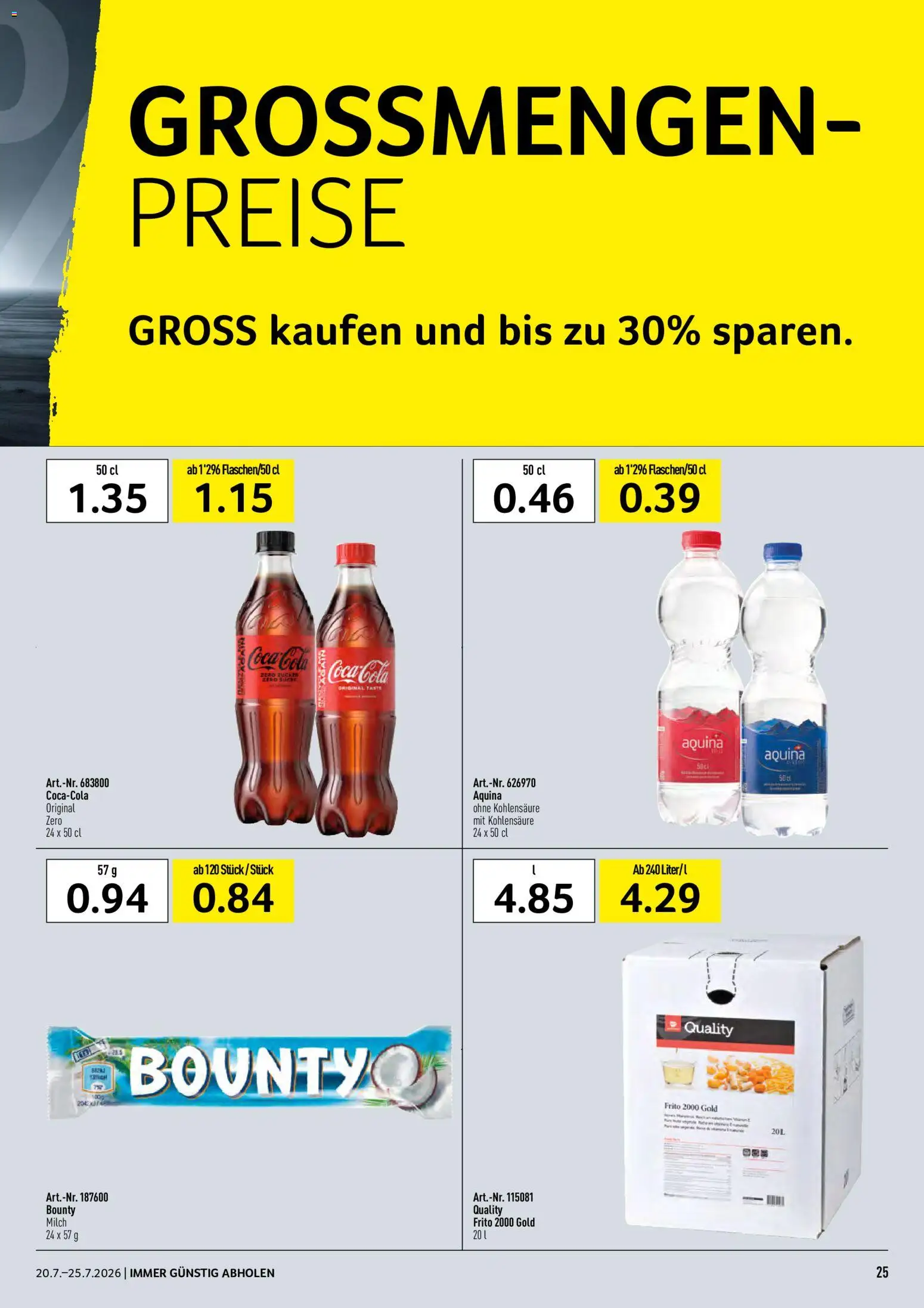 Prodega aktionen – gültig ab 20.07.2026 | Seite: 25 | Produkte: Coca Cola, Milch, Zucker